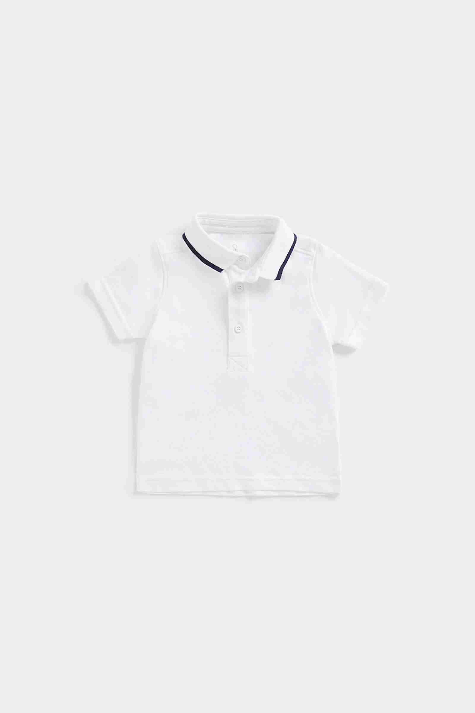 Mothercare Boys 100% Cotton Responsibly Sourced Cotton Polo T-Shirts - White