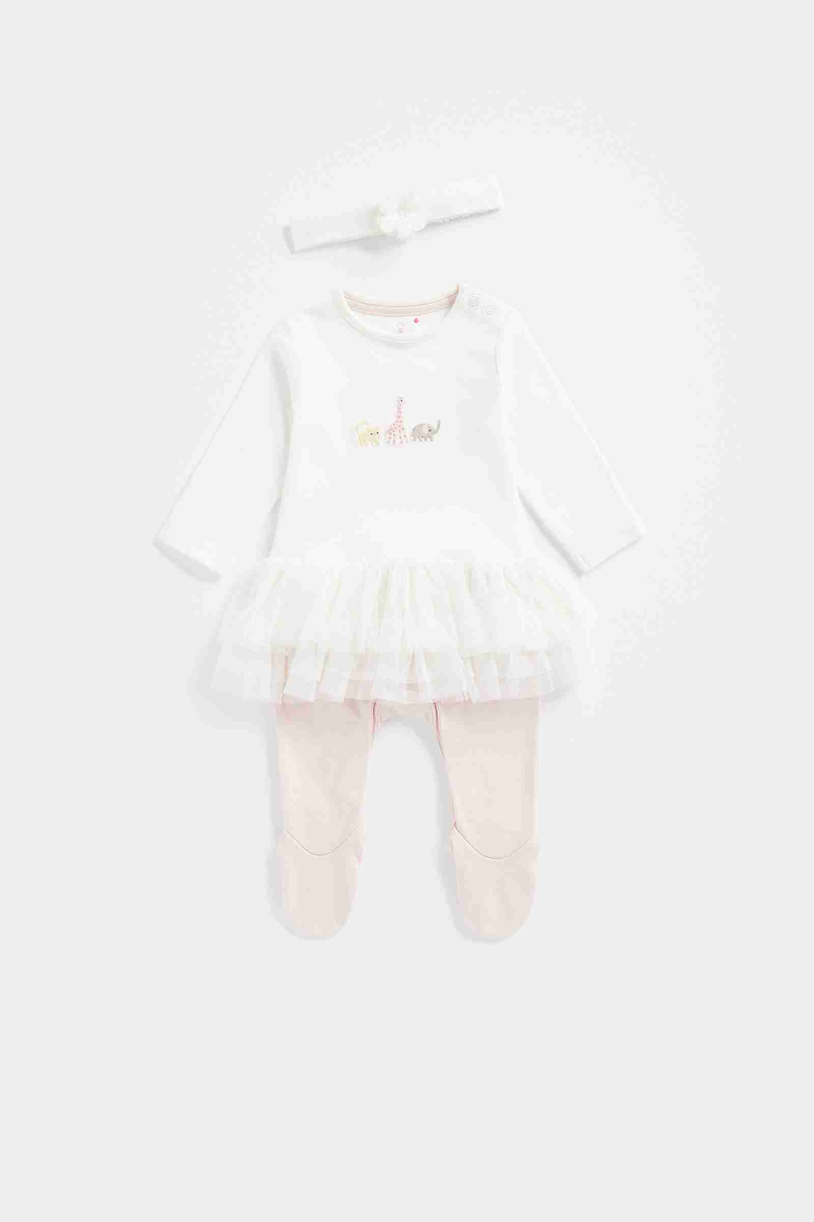 Mothercare Girls Responsibly - Sourced Cotton Sleepsuit - White