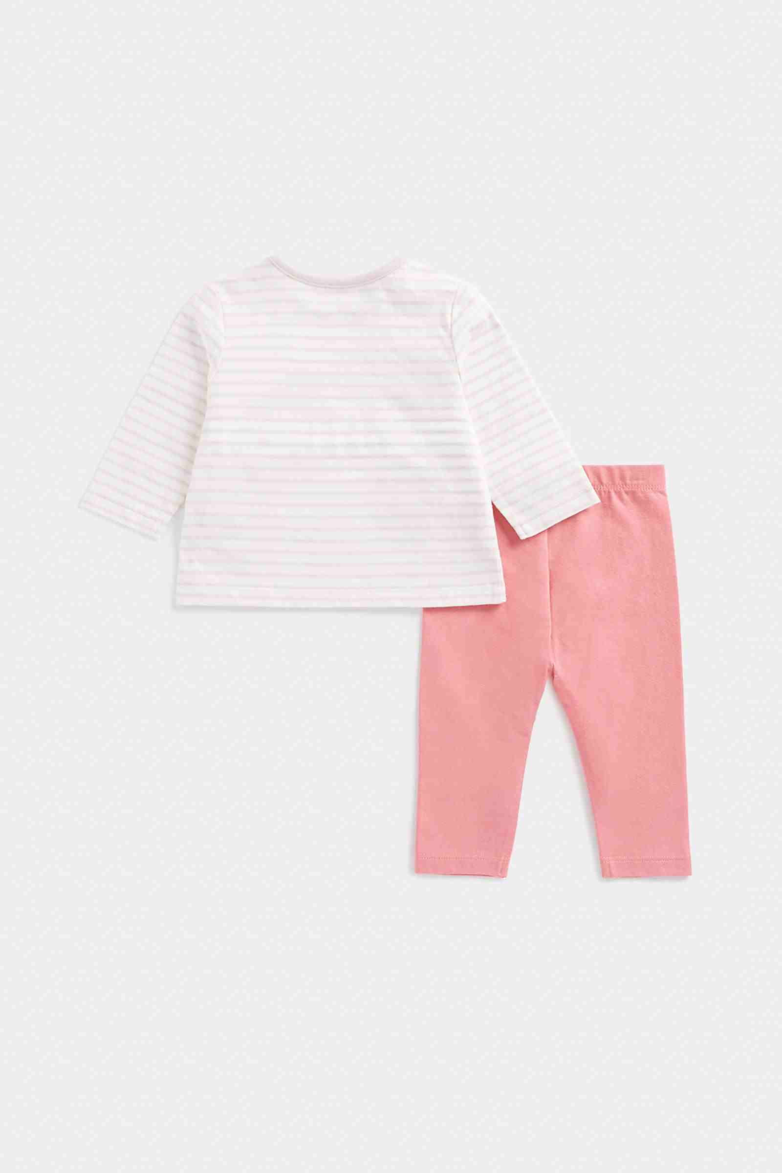 Mothercare Girls Long - Sleeved Cotton - Jersey Top T-Shirt Jogger Set - Pink