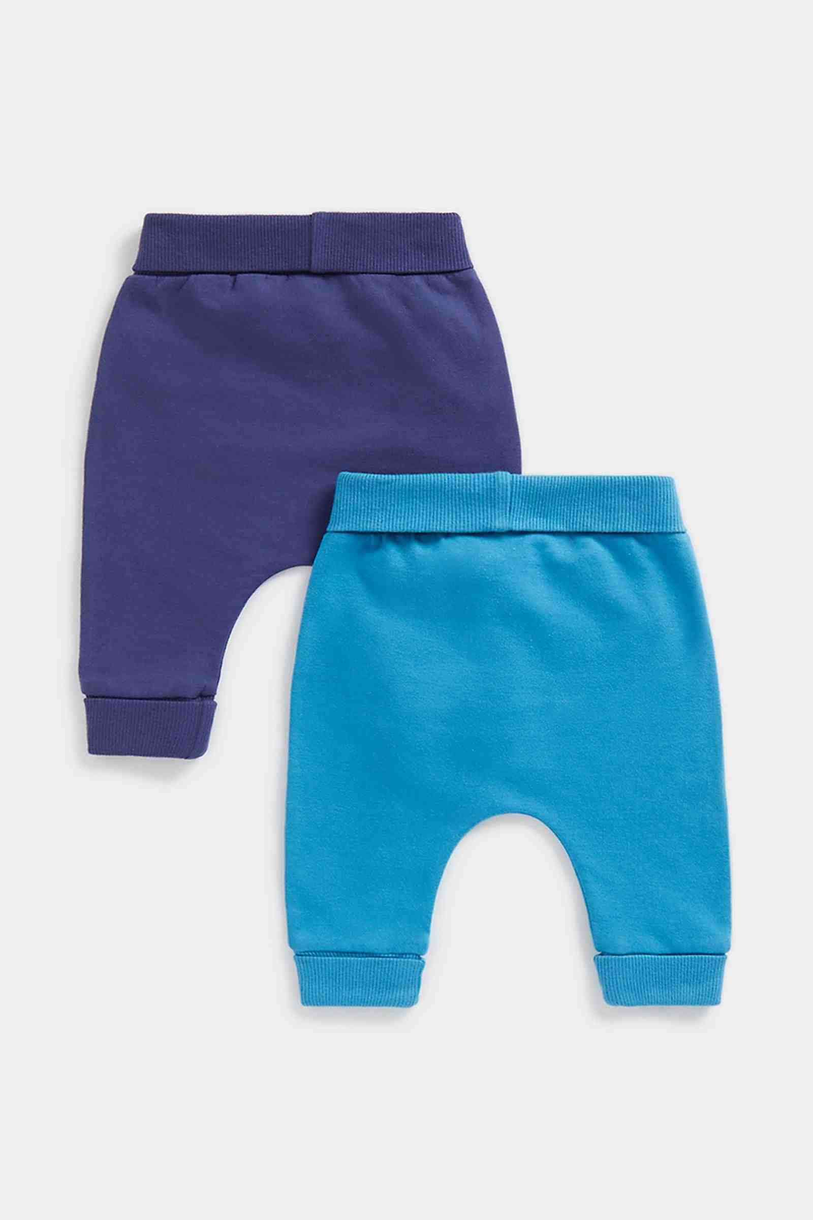 Mothercare Unisex Solid Joggers - Pack of 2 - Blue