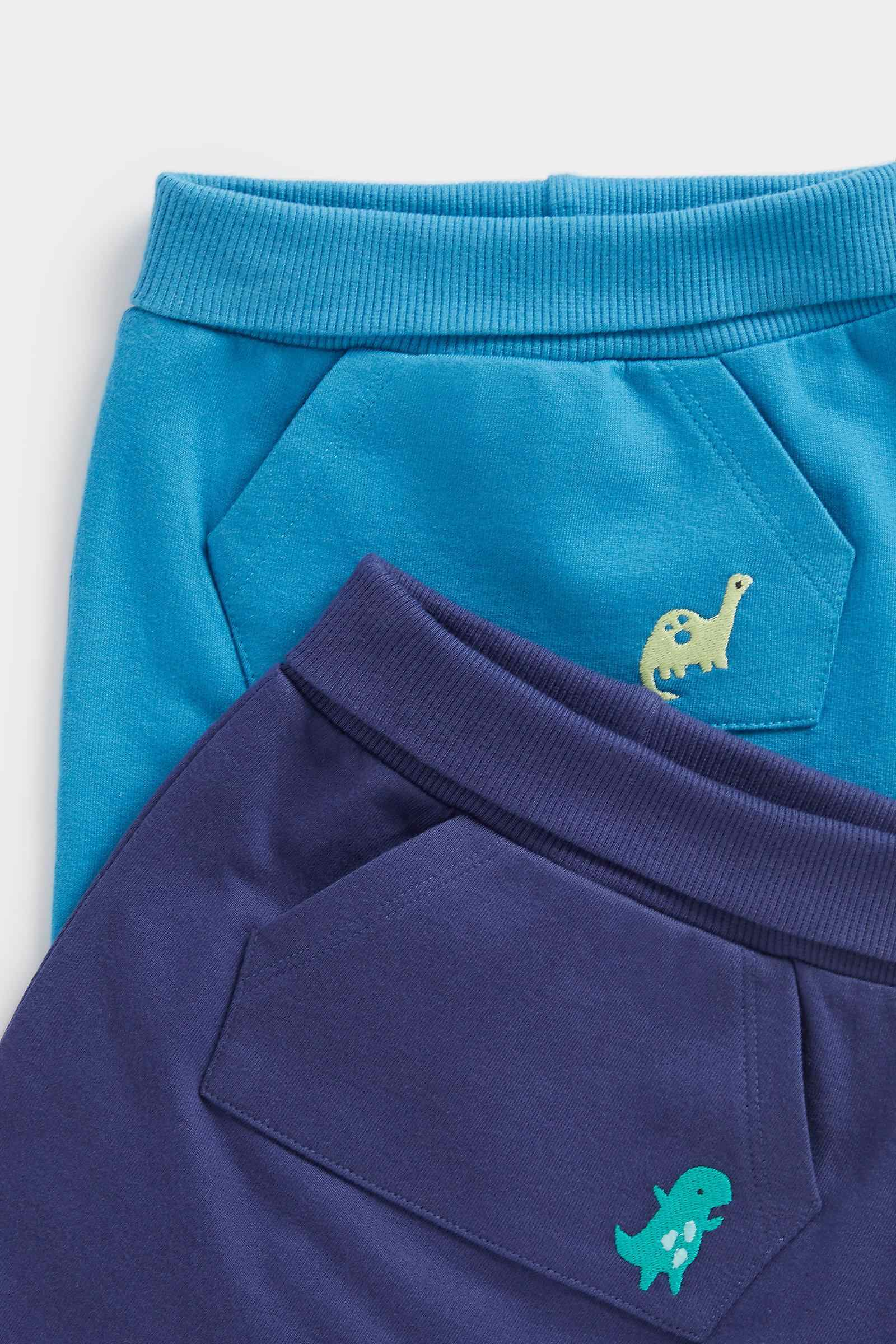 Mothercare Unisex Solid Joggers - Pack of 2 - Blue