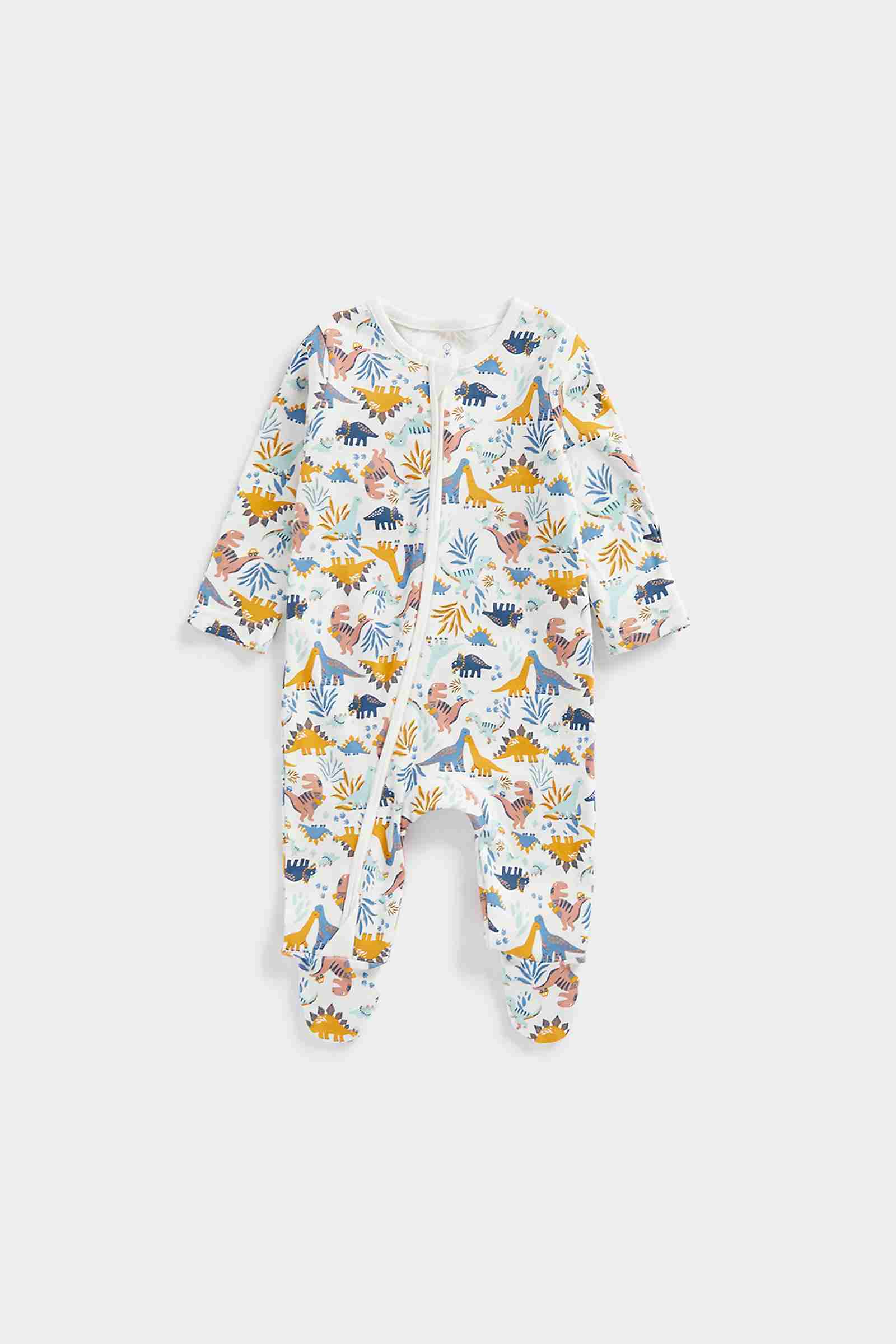 Mothercare Unisex 100% Cotton Two - Way Zip Fastening Sleepsuit - Multi