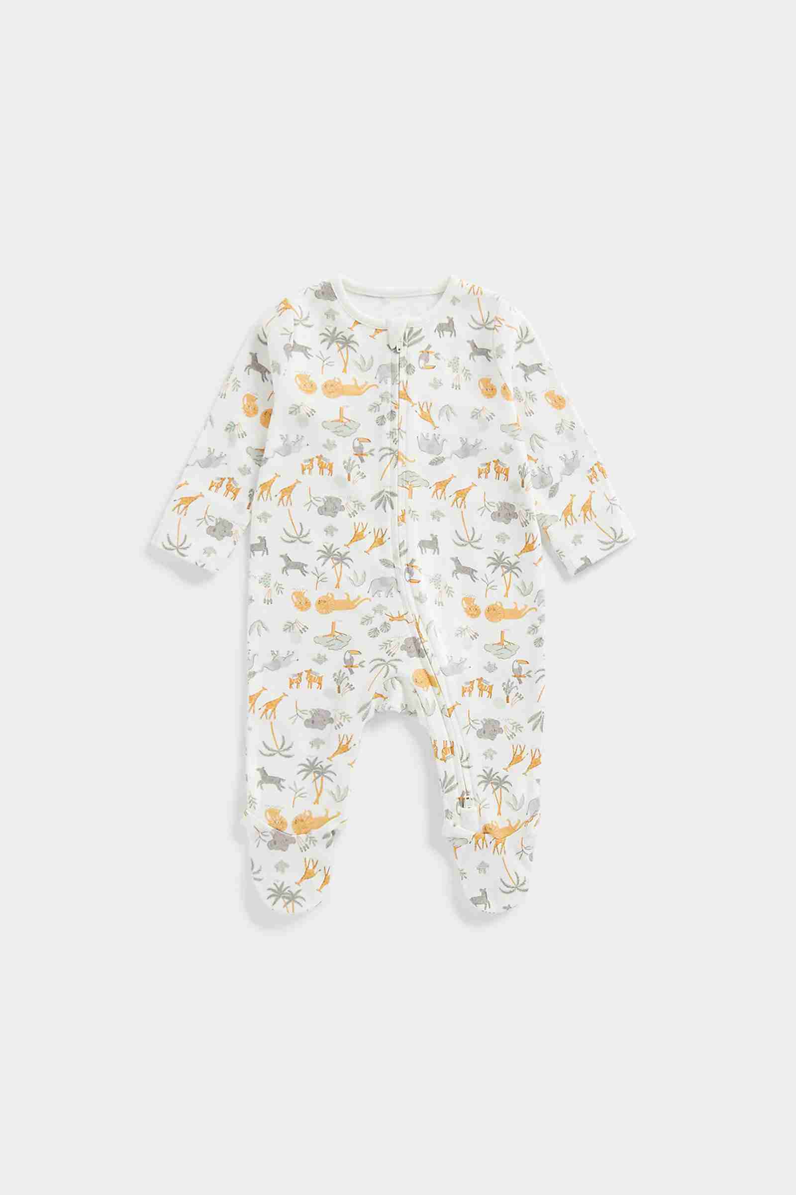 Mothercare Unisex 100% Cotton Two - Way Zip Fastening Sleepsuit - Multi