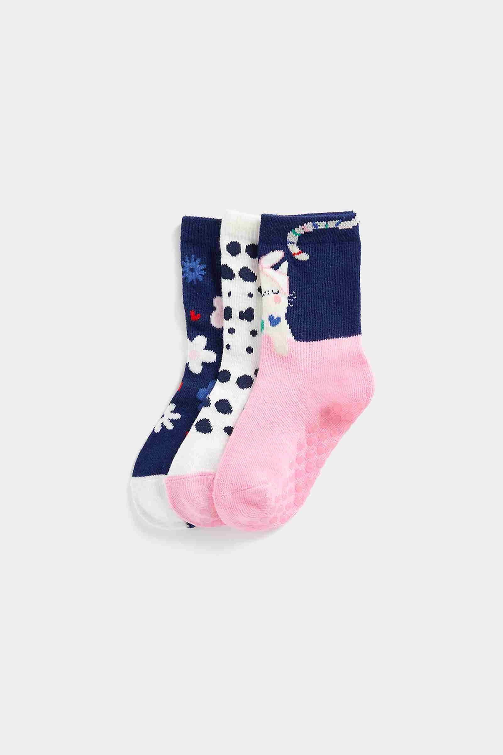 Mothercare Girls Slip - Resist Spots On The Soles Socks - Pack of 3 - Multi