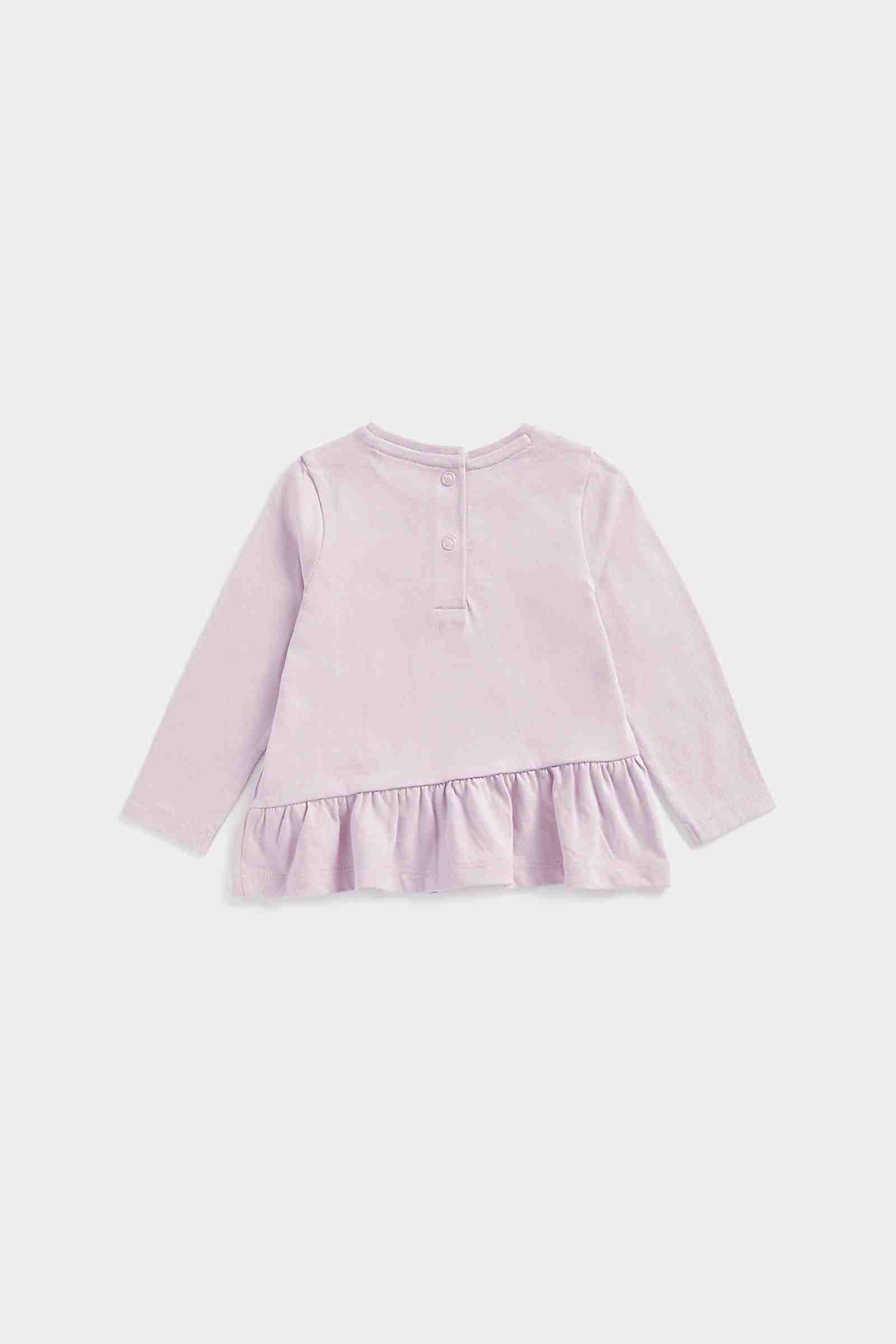 Mothercare Girls 100% Cotton Full Sleeves T-Shirt - Purple