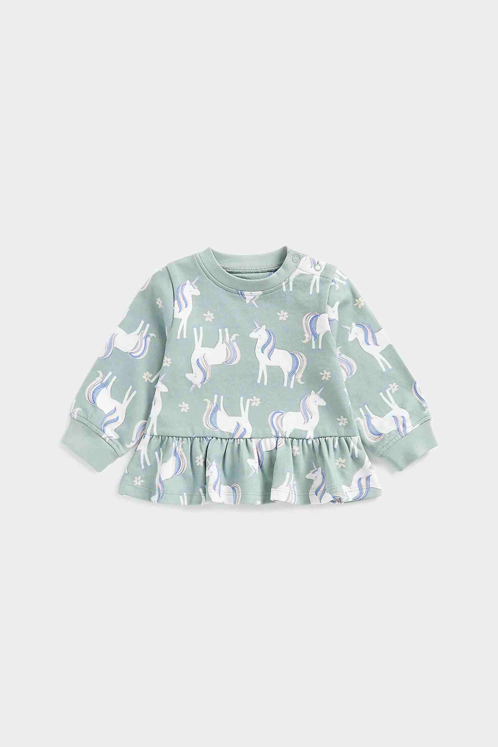 Mothercare Girls 100% Cotton Full Sleeves Sweatshirt - Green