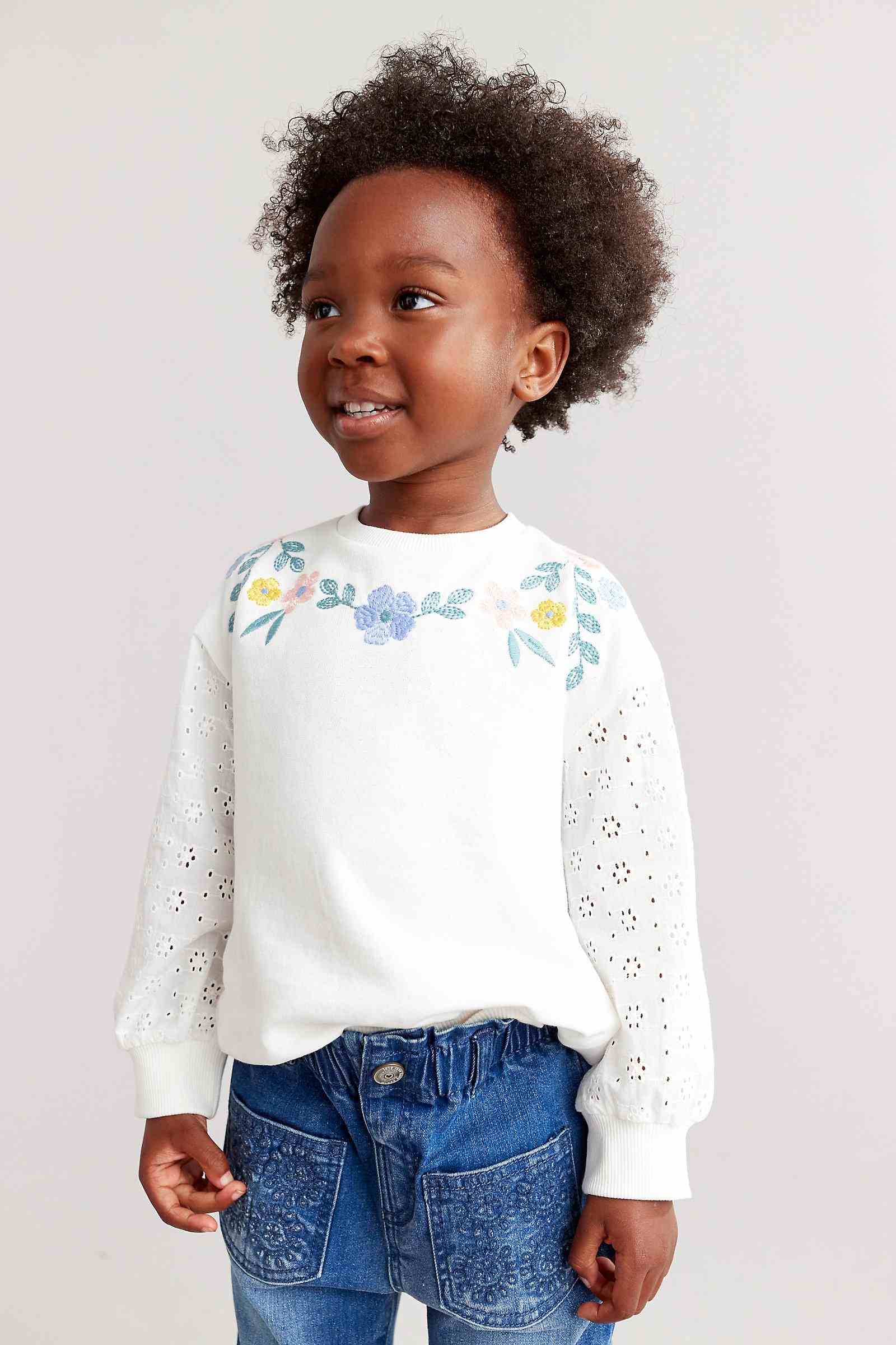 Mothercare Girls 100% Cotton Full Sleeves Sweatshirt - Cream