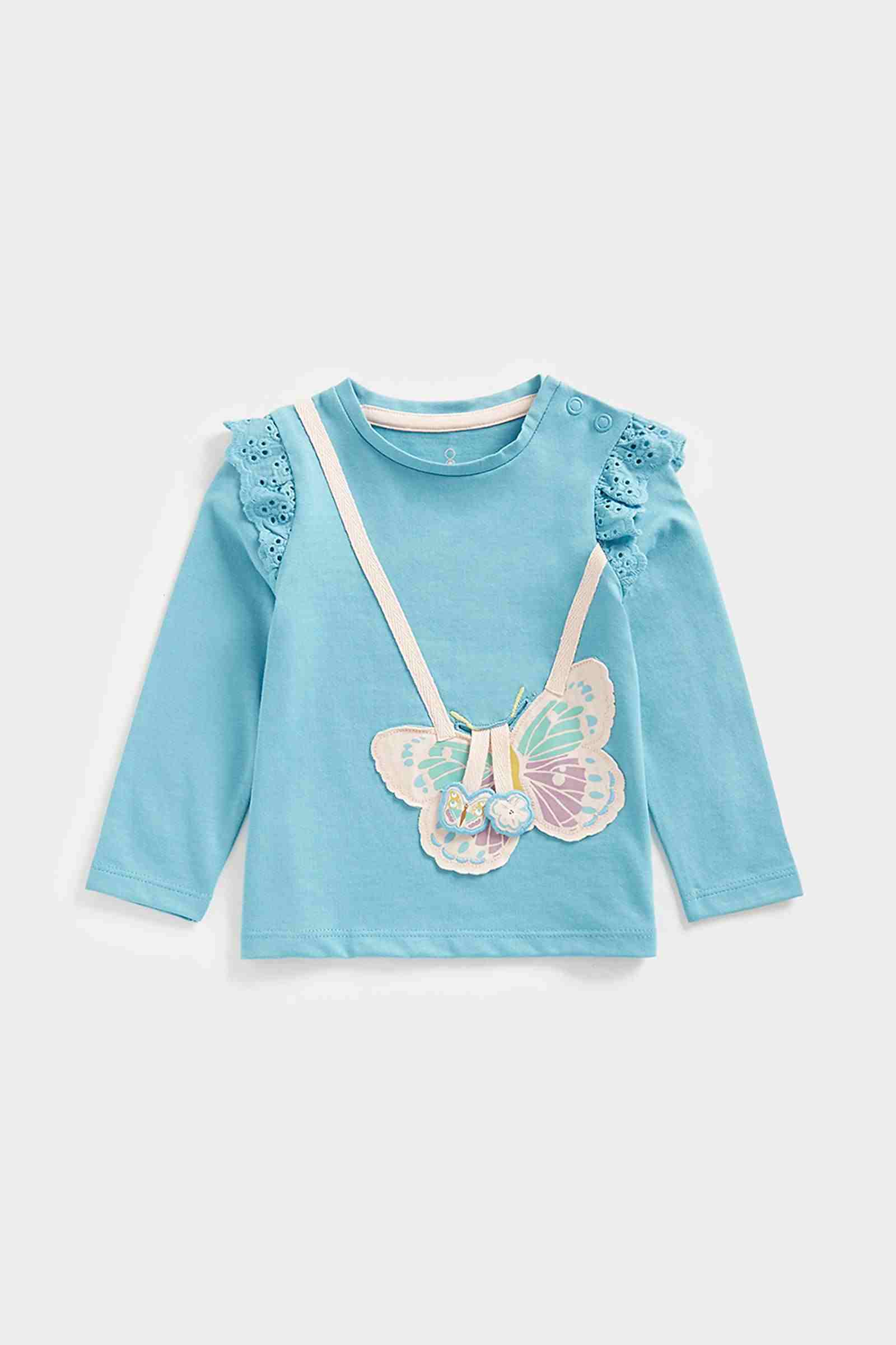 Mothercare Girls 100% Cotton Full Sleeves T-Shirt - Blue