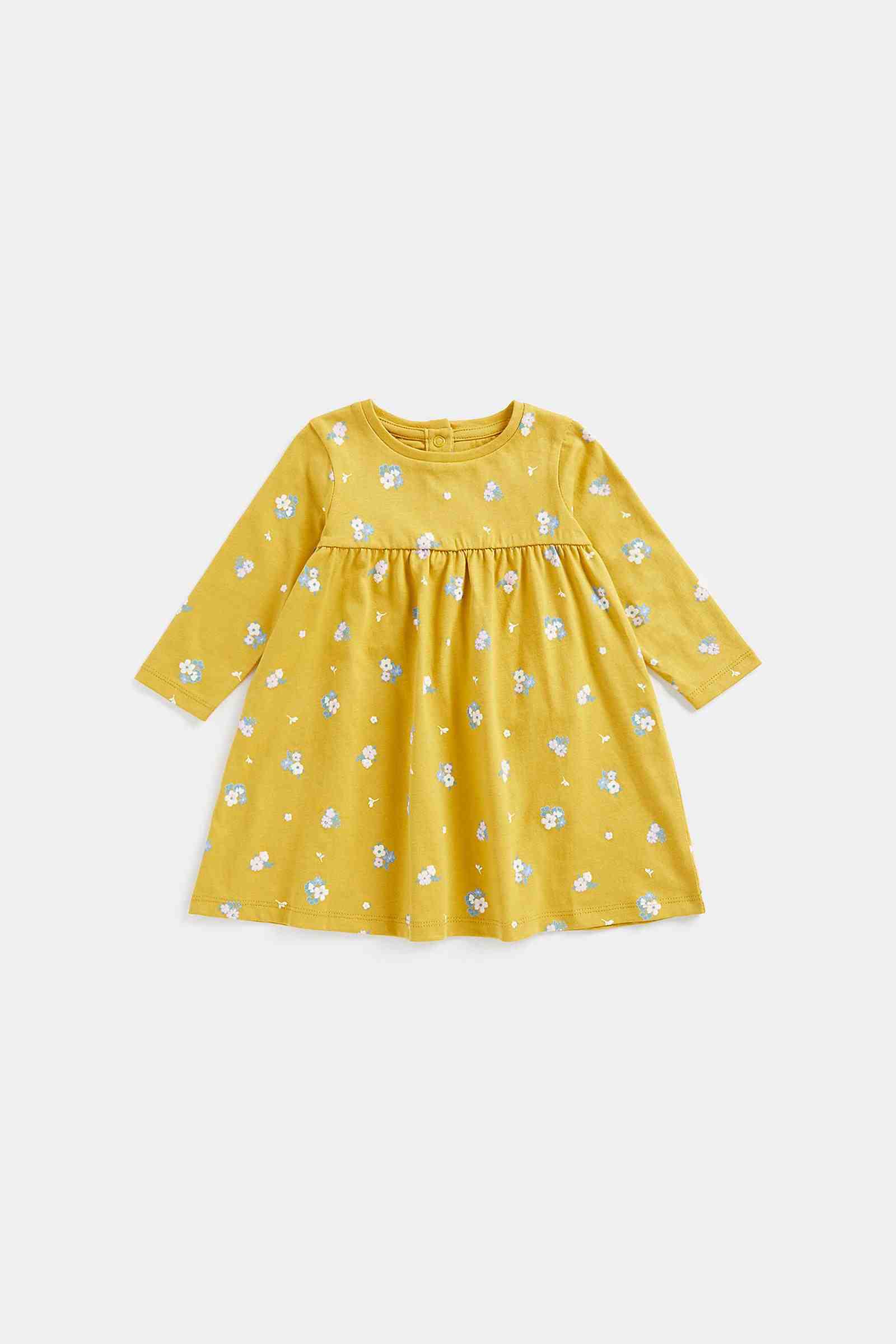 Mothercare Girls 100% Cotton Full Sleeves Casual Dress - Yellow