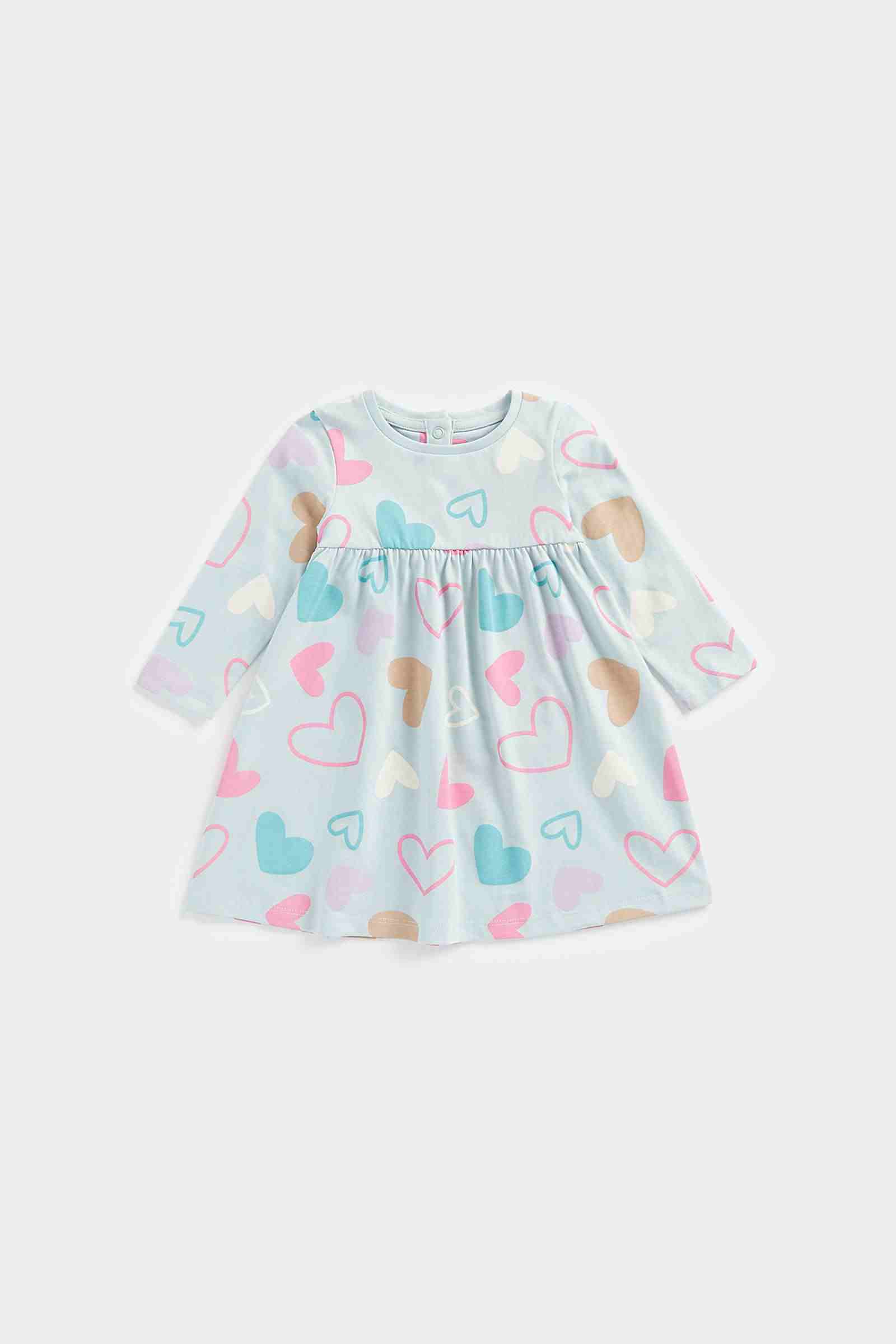 Mothercare Girls 100% Cotton Full Sleeves Casual Dress - Blue
