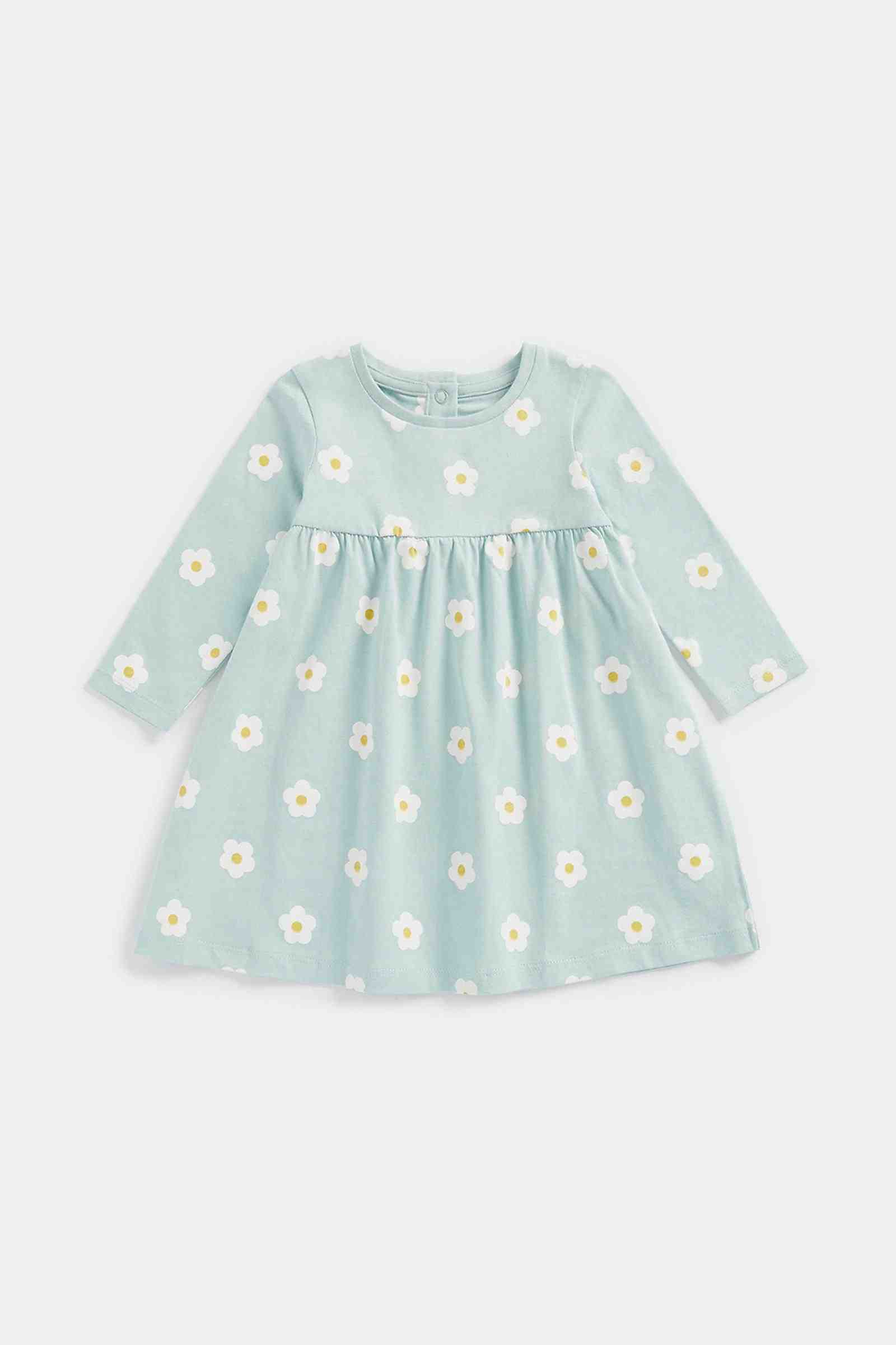Mothercare Girls 100% Cotton Full Sleeves Dress - White