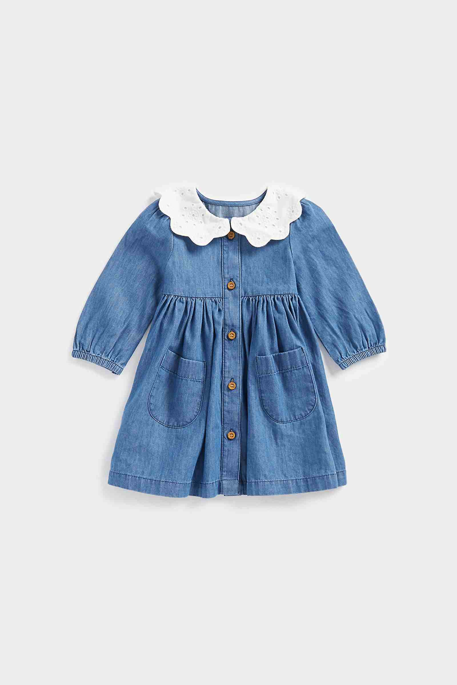 Mothercare Girls Full Sleeves Dress - Blue