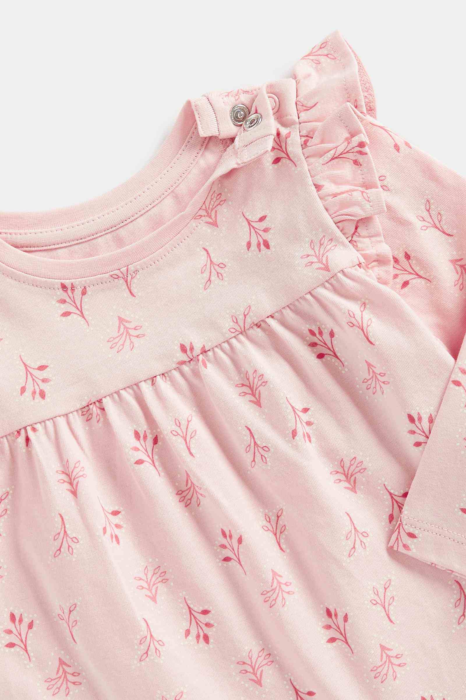 Mothercare Girls 100% Cotton Full Sleeves Leggings Set - Pack of 2 - Pink