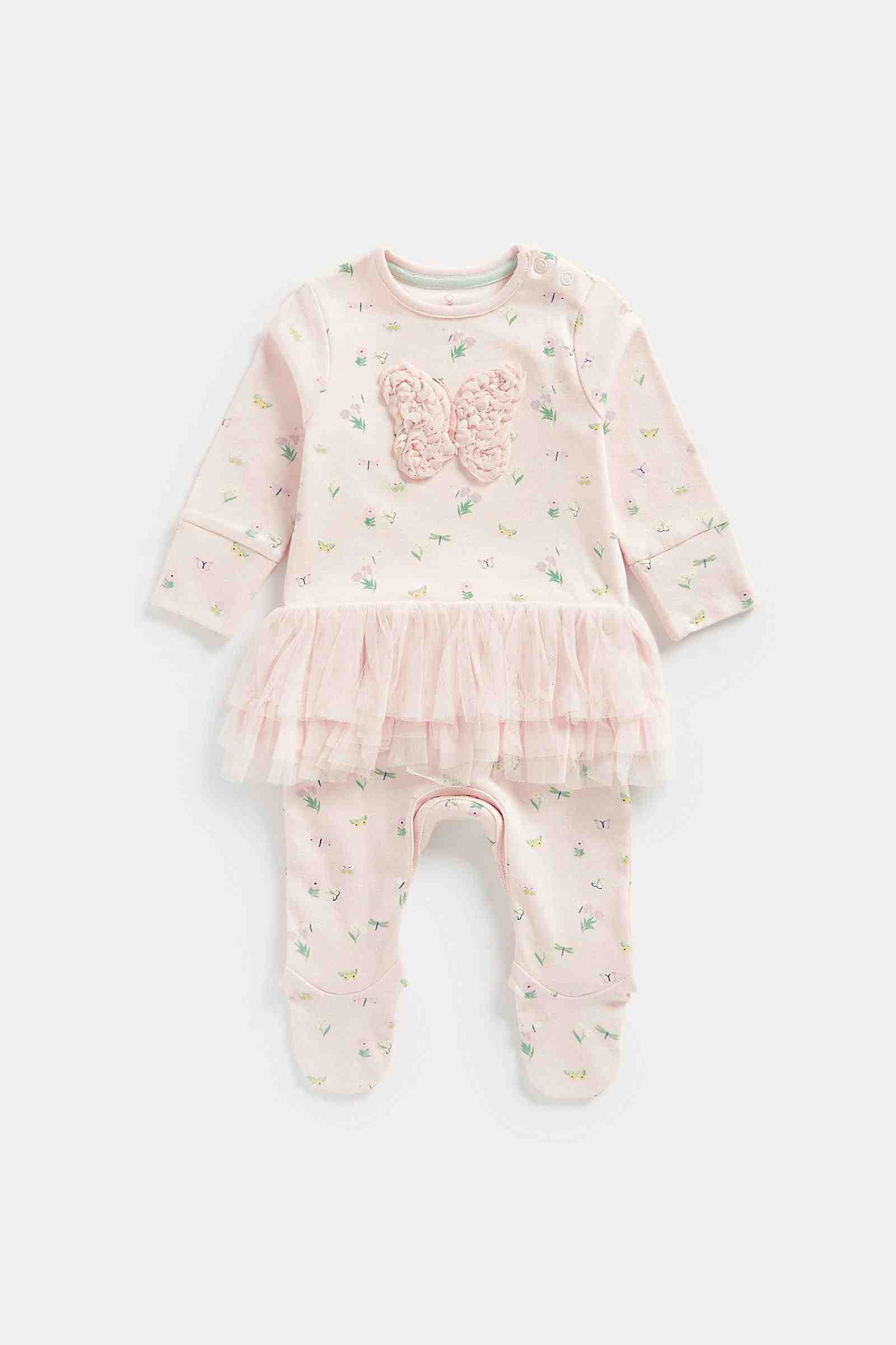 Mothercare Girls Full Sleeves Sleepsuit - Pink