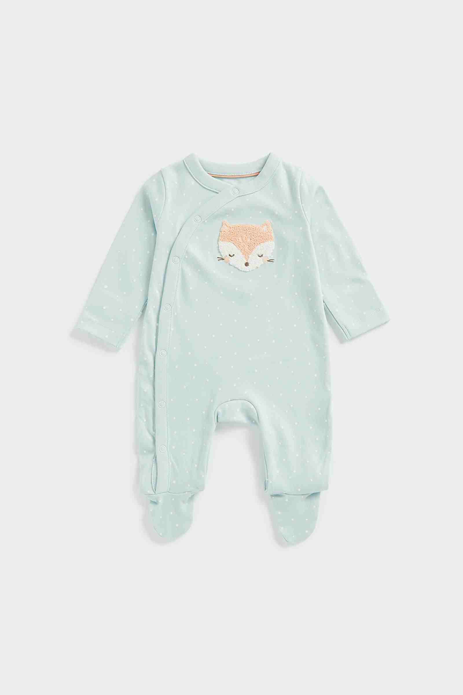Mothercare Unisex 100% Cotton Full Sleeves Sleepsuit - Green