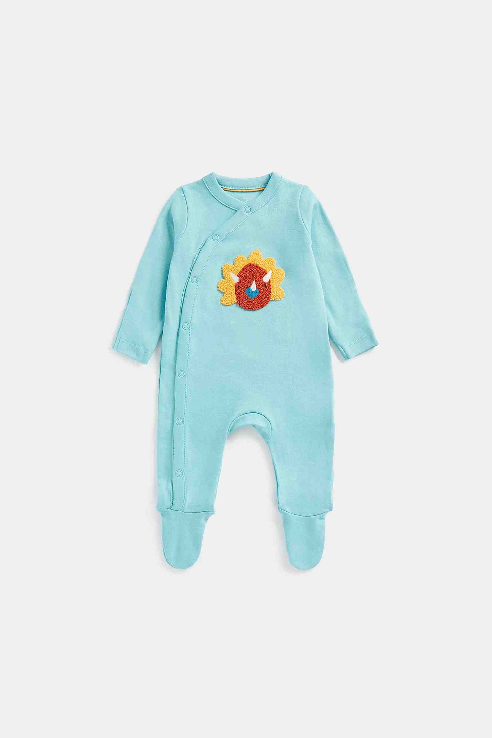 Mothercare Boys 100% Cotton Full Sleeves Sleepsuit - Blue