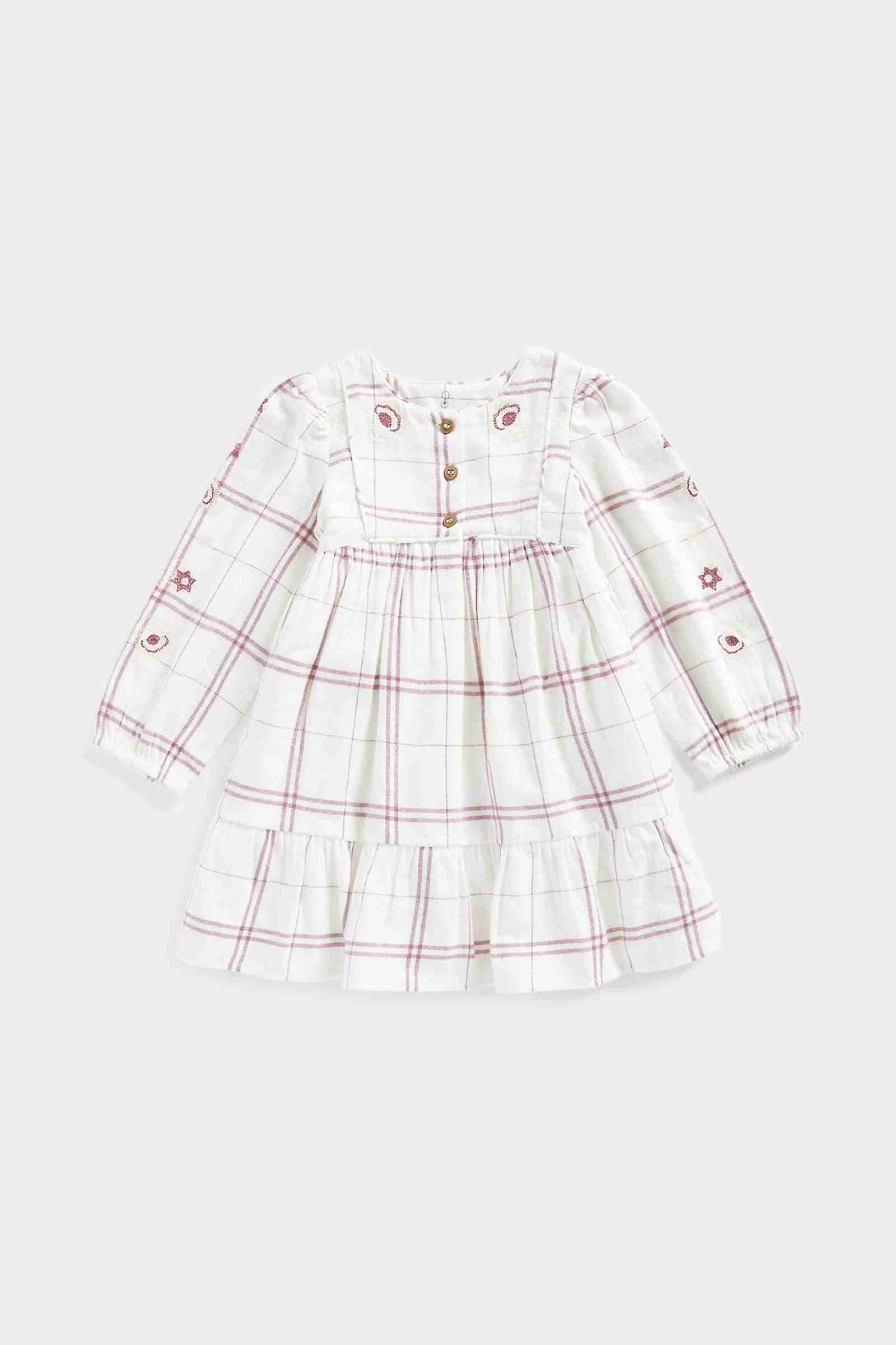 Mothercare Girls Full Sleeves Dress - Cream