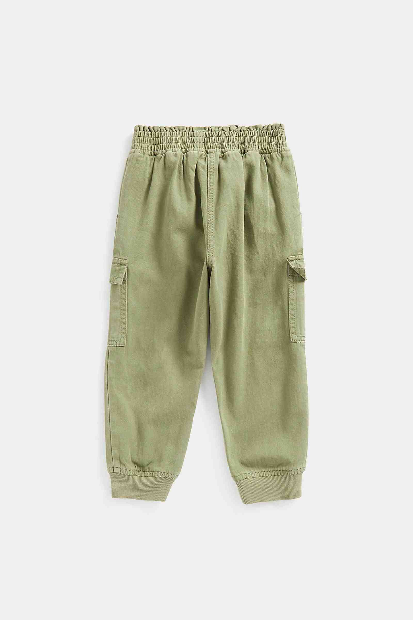 Mothercare Girls 100% Cotton Elasticated Waistband Joggers - Khaki