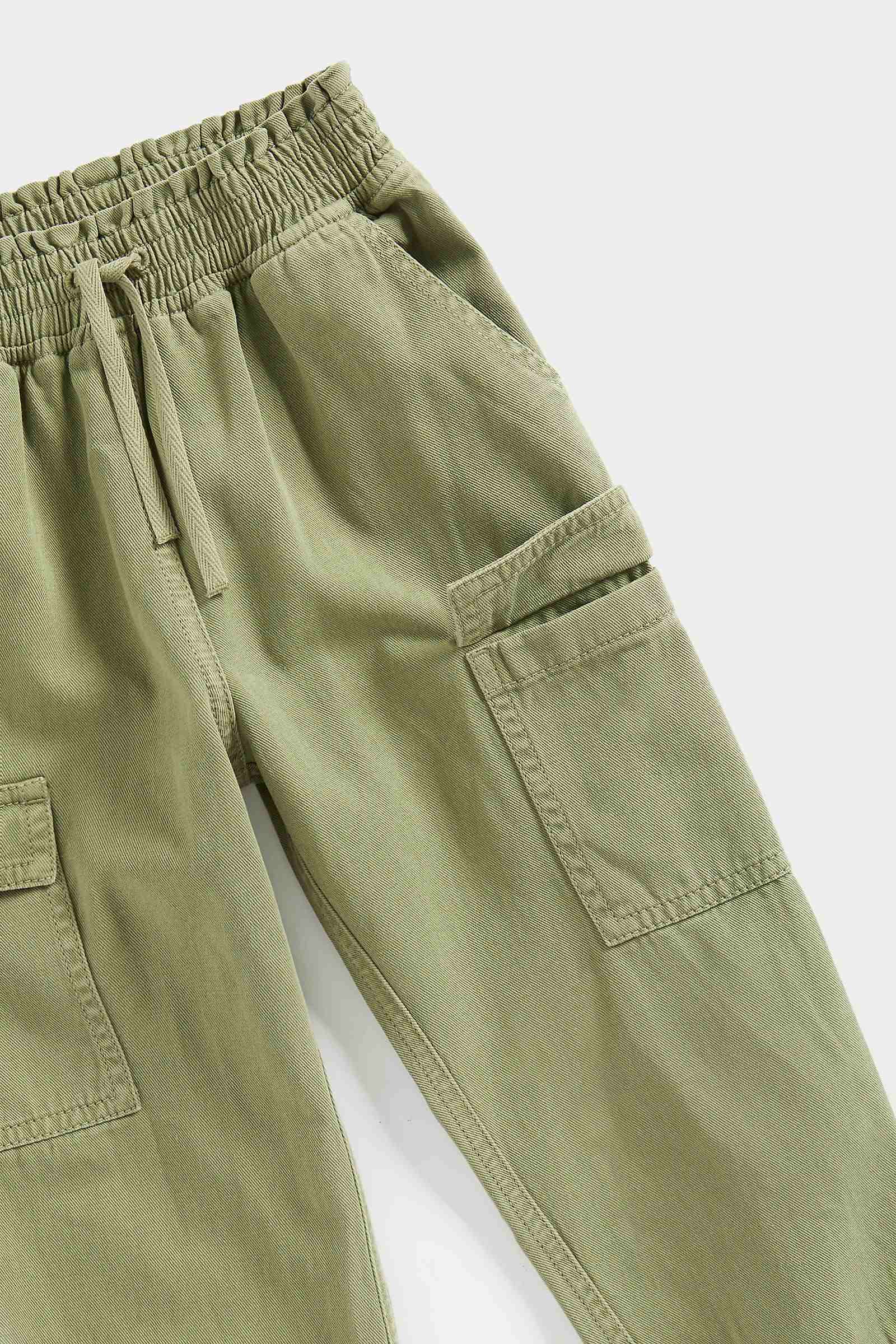 Mothercare Girls 100% Cotton Elasticated Waistband Joggers - Khaki
