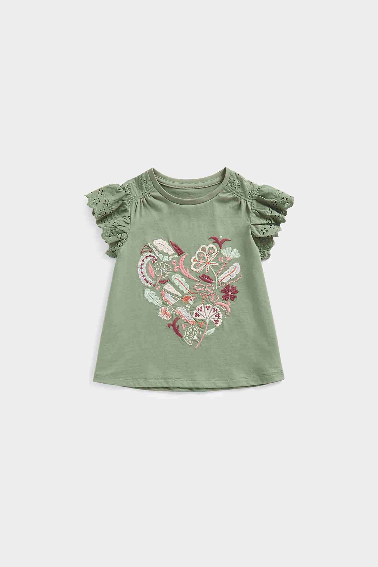 Mothercare Girls 100% Cotton Half Sleeves T-Shirt - Khaki