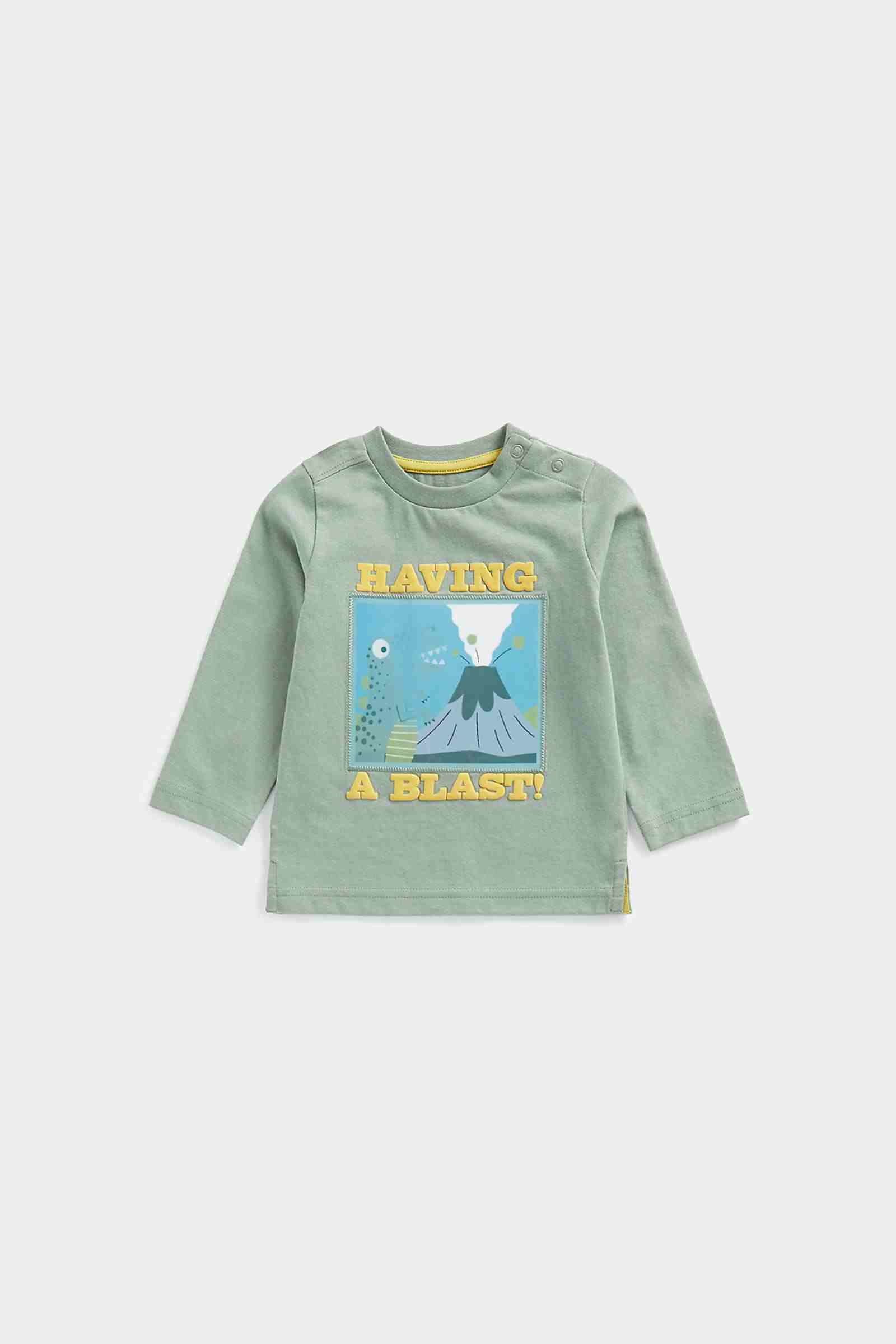 Mothercare Boys 100% Cotton Full Sleeves T-Shirt - Khaki