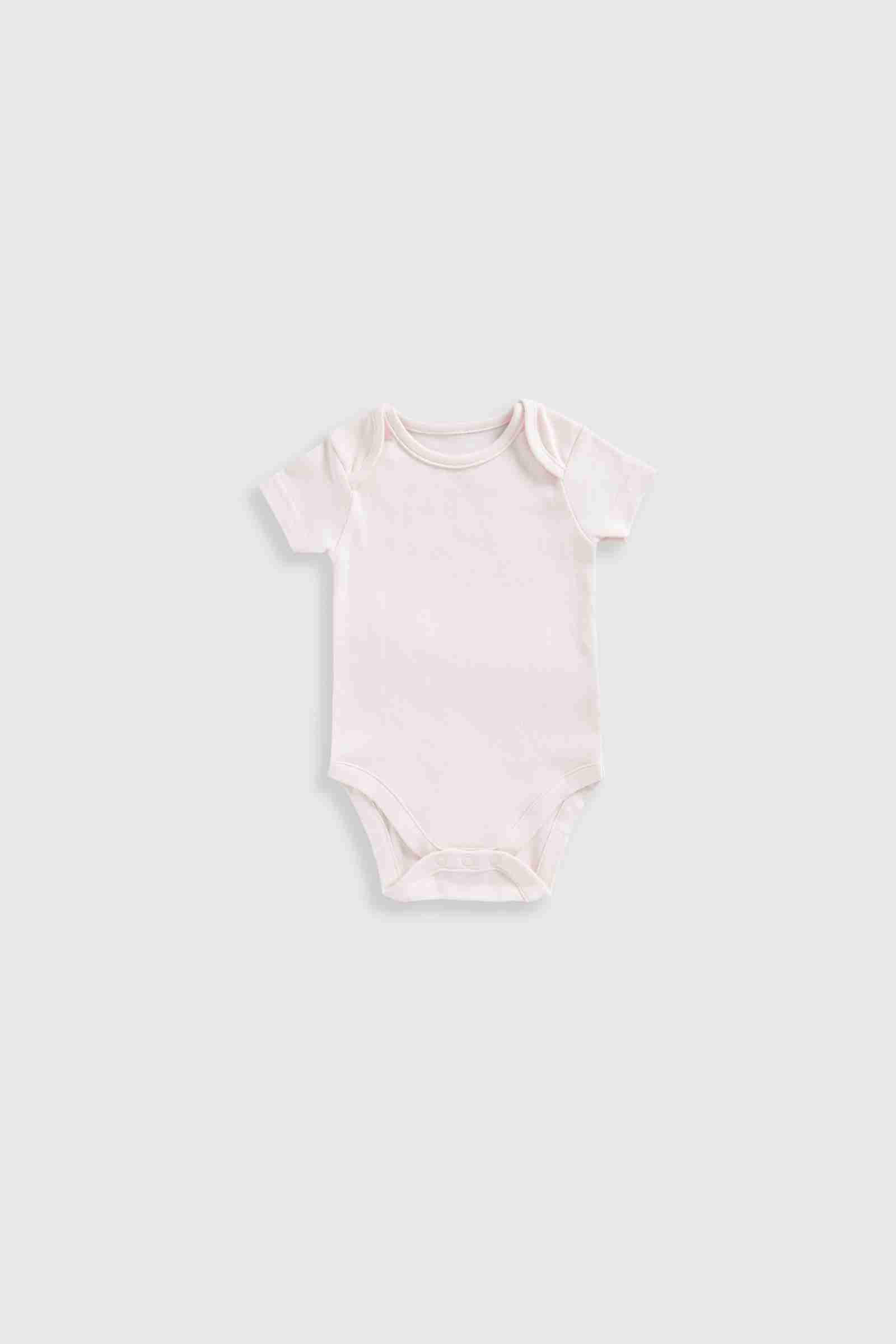 Mothercare Essentials Girls 100% Cotton Short - Sleeved Bodysuits - Pack of 5 - Light Pink