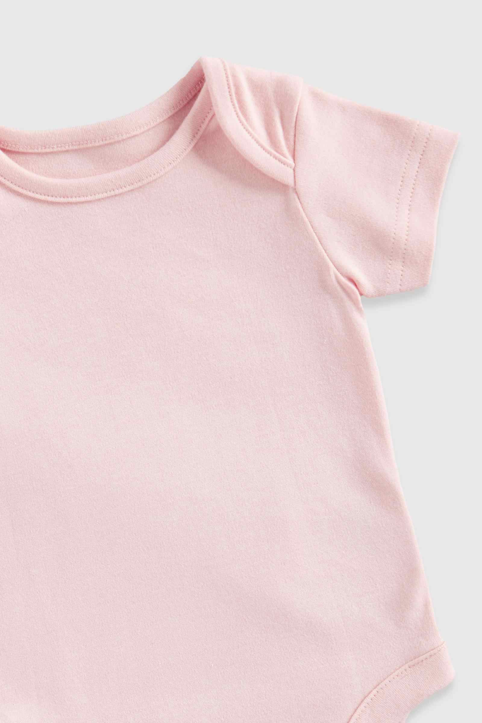 Mothercare Essentials Girls 100% Cotton Short - Sleeved Bodysuits - Pack of 5 - Light Pink