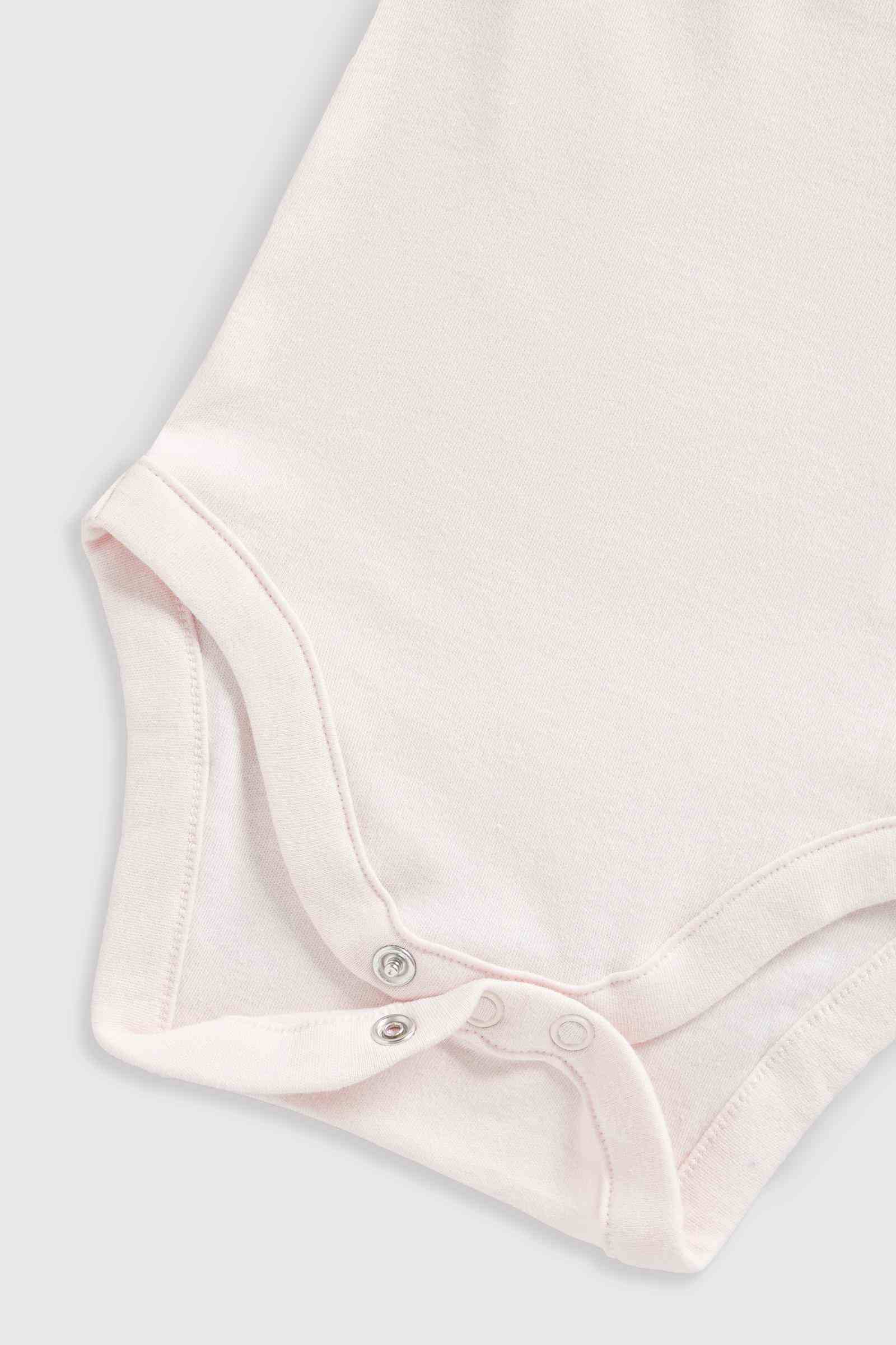 Mothercare Essentials Girls 100% Cotton Short - Sleeved Bodysuits - Pack of 5 - Light Pink