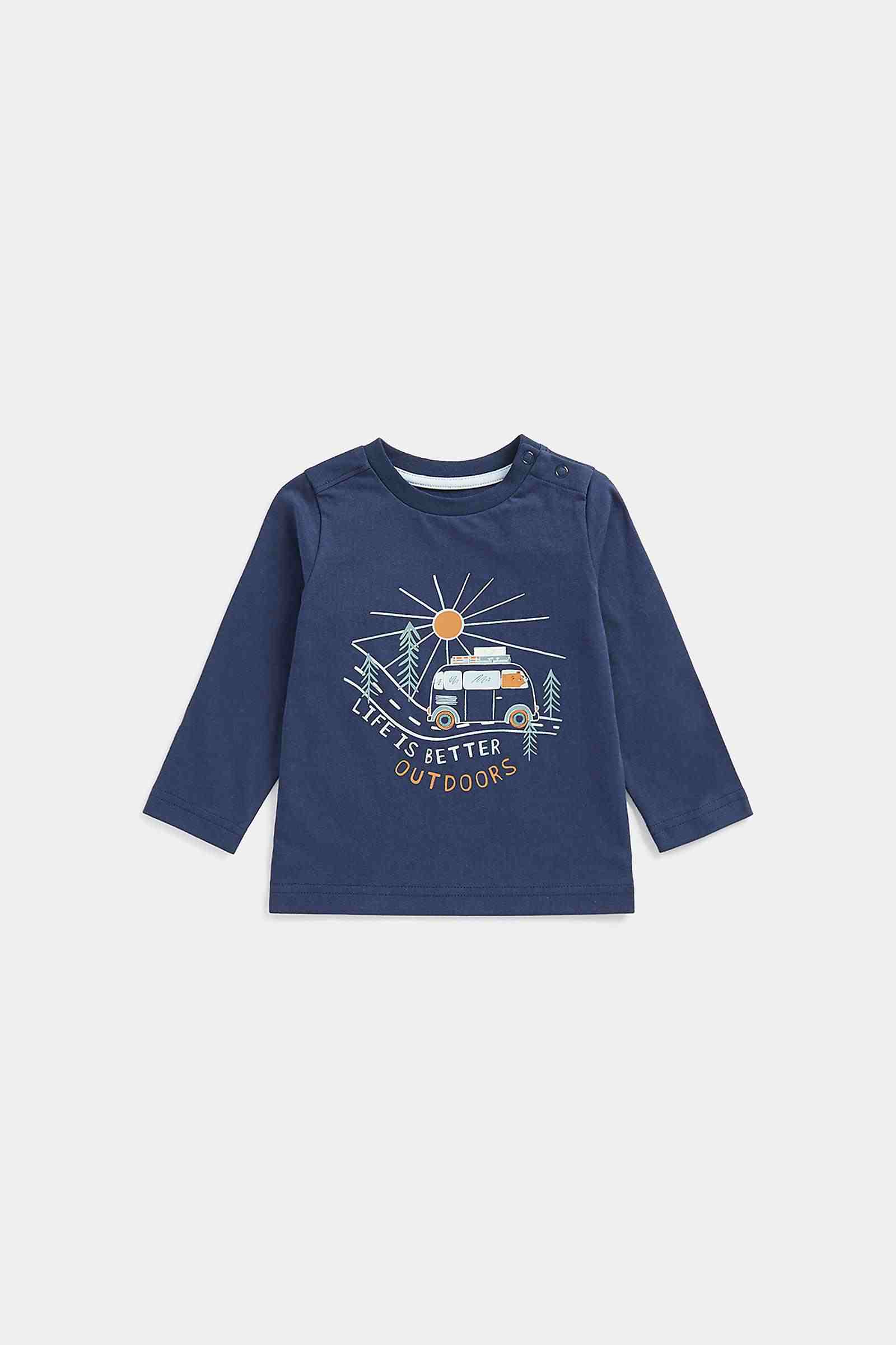 Mothercare Boys 100% Cotton Full Sleeves T-Shirt - Navy