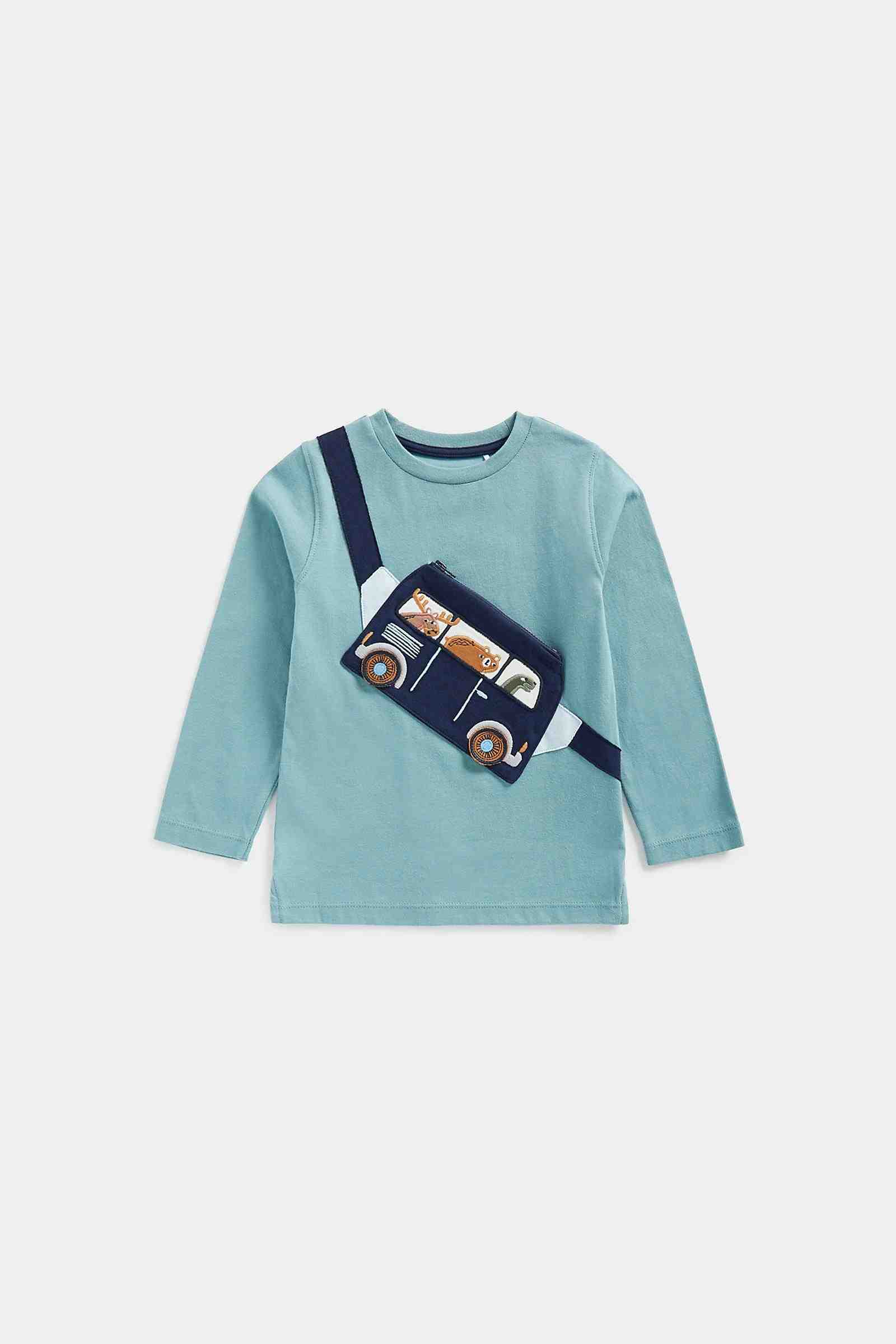 Mothercare Boys 100% Cotton Full Sleeves T-Shirt - Blue