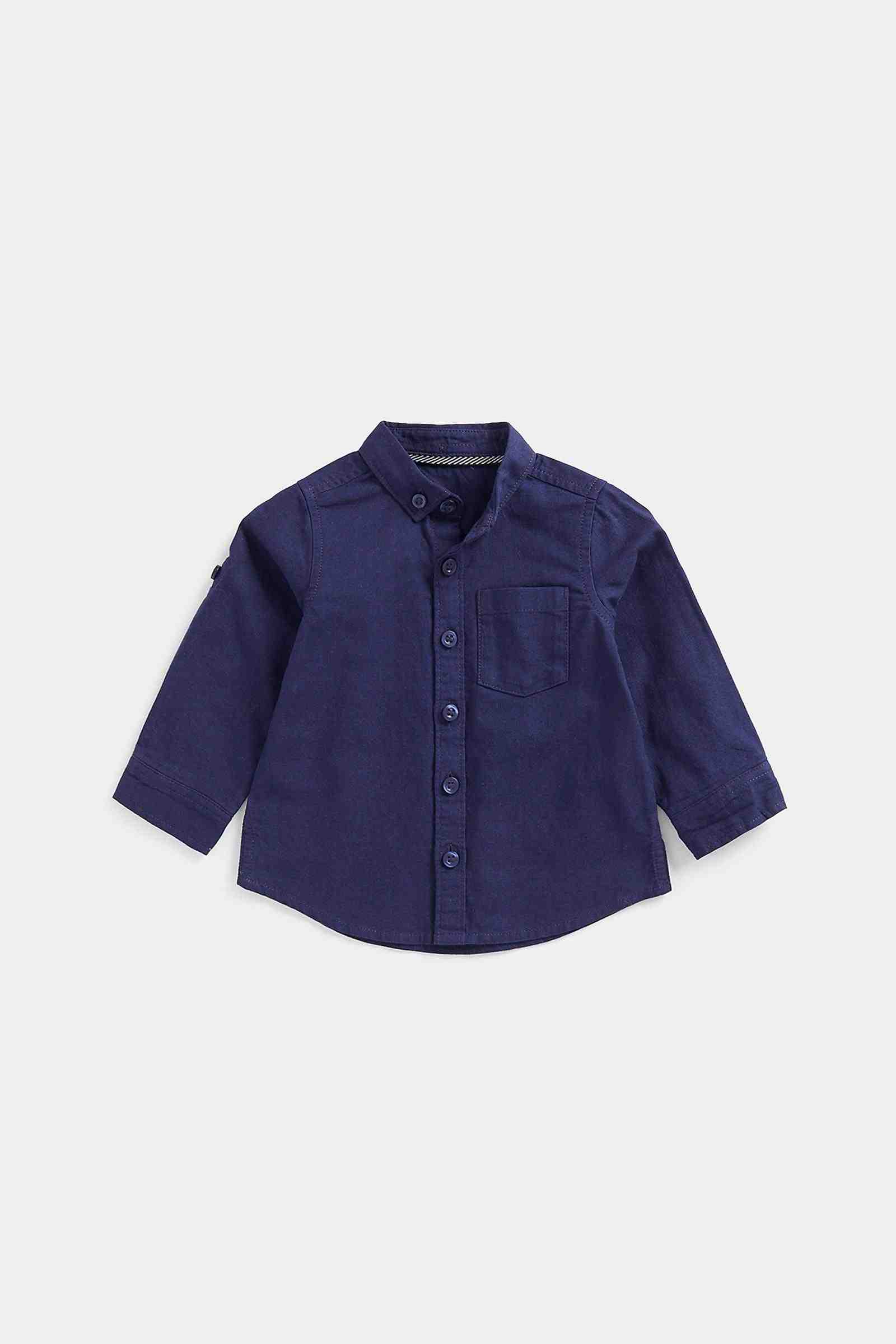 Mothercare Boys 100% Cotton Full Sleeves Shirt - Navy