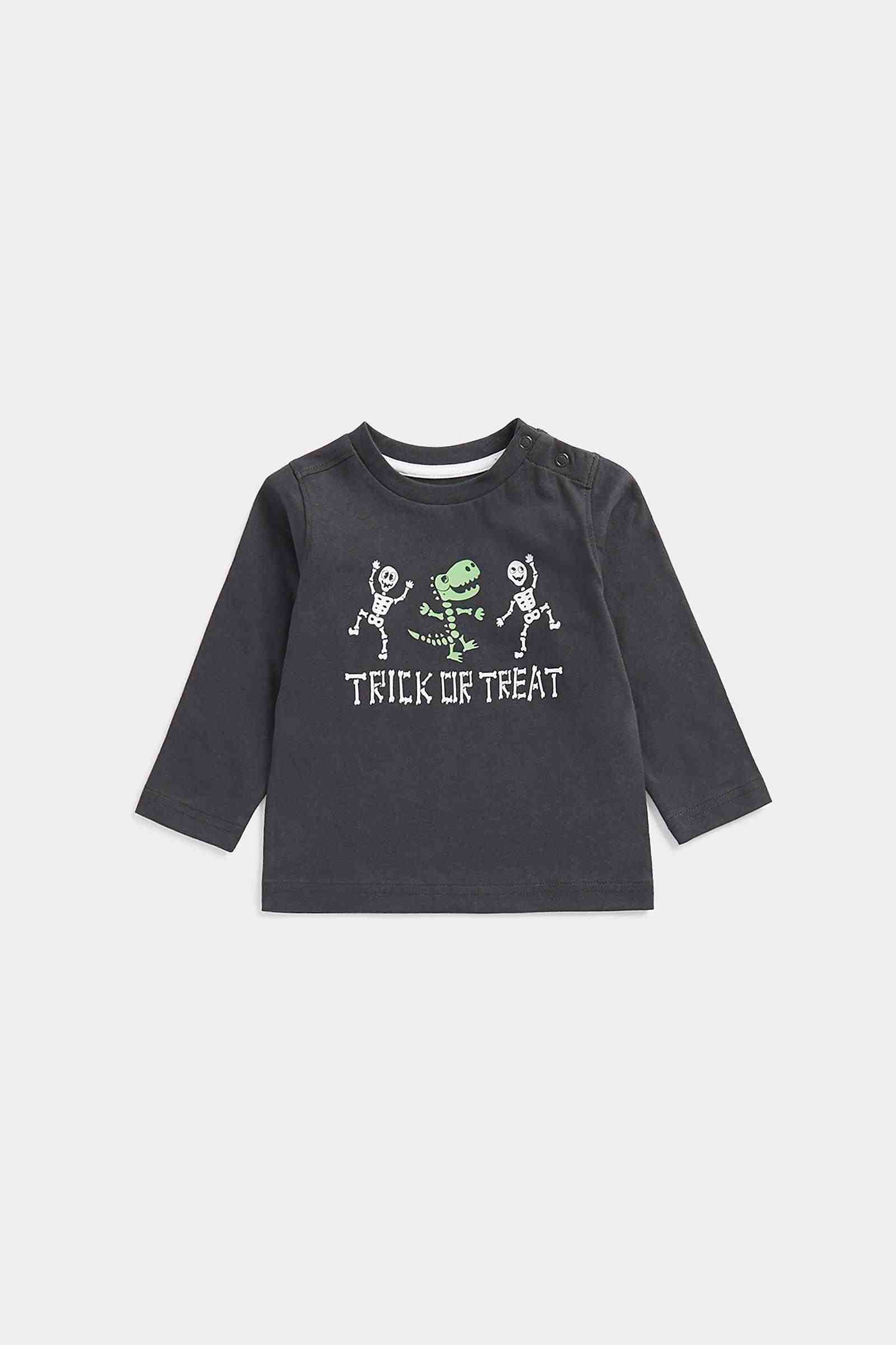 Mothercare Boys 100% Cotton Full Sleeves T-Shirt - Black