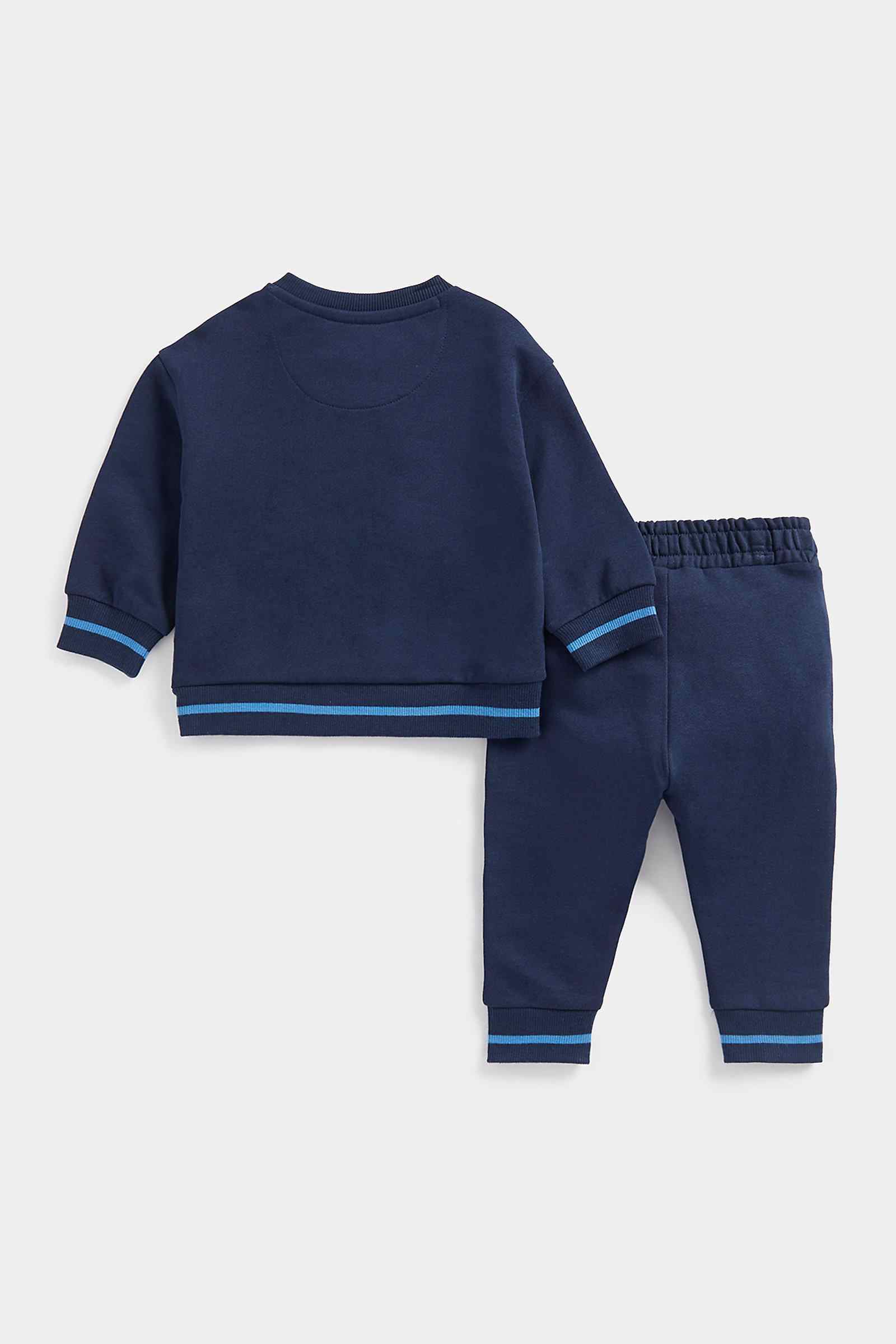 Mothercare Boys 100% Cotton Full Sleeves Jogger Set - Navy