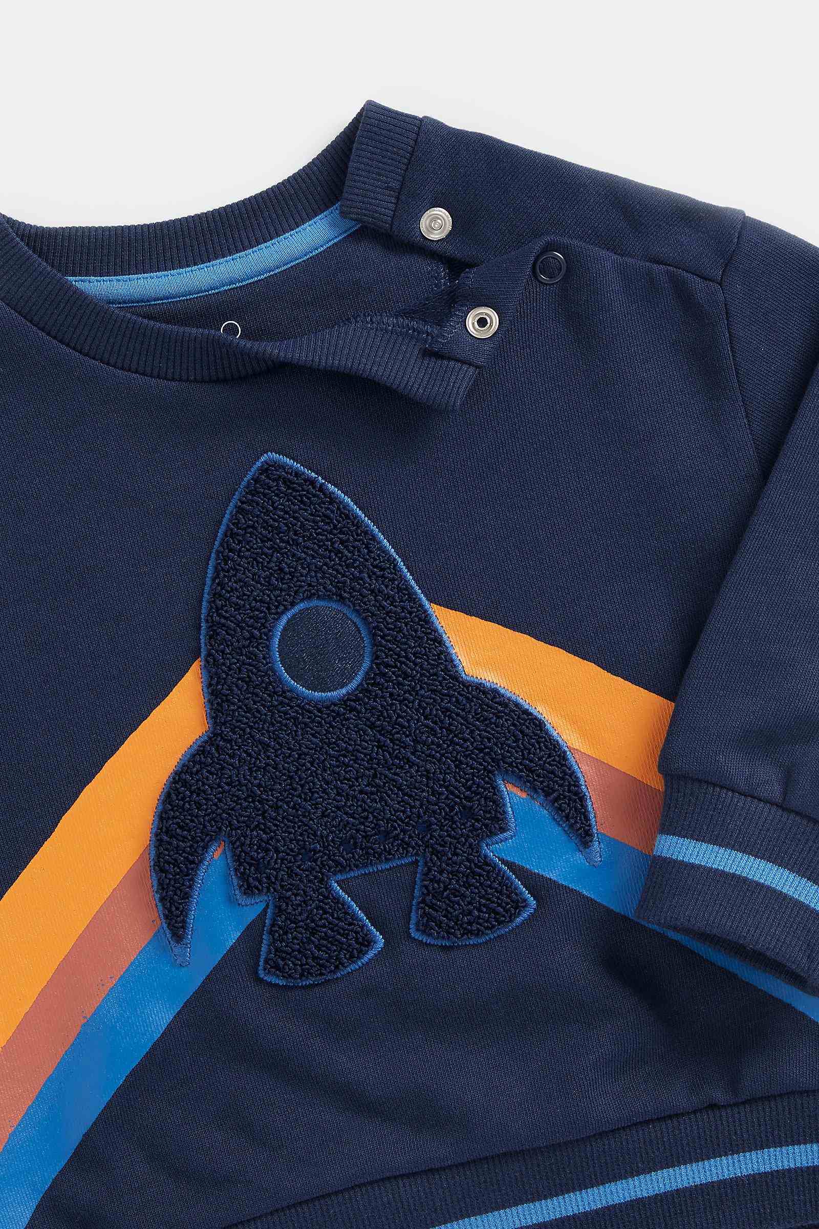 Mothercare Boys 100% Cotton Full Sleeves Jogger Set - Navy