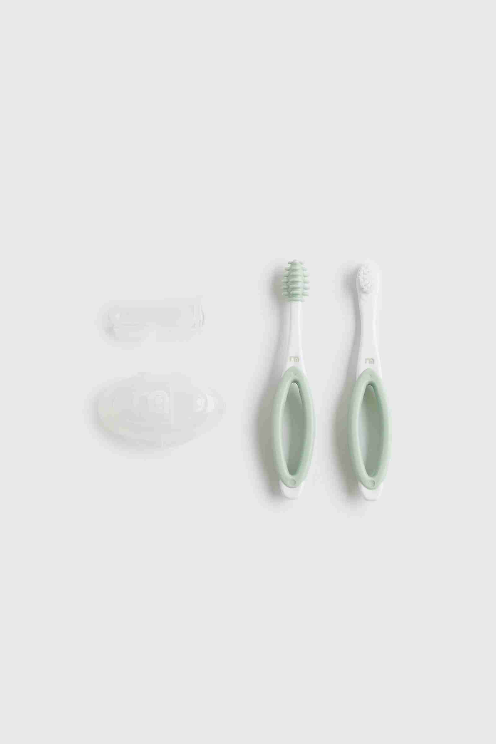 Mothercare Bpa Free First Toothbrush with Extra Soft Silicone Bristles-Pack of 4 - Green