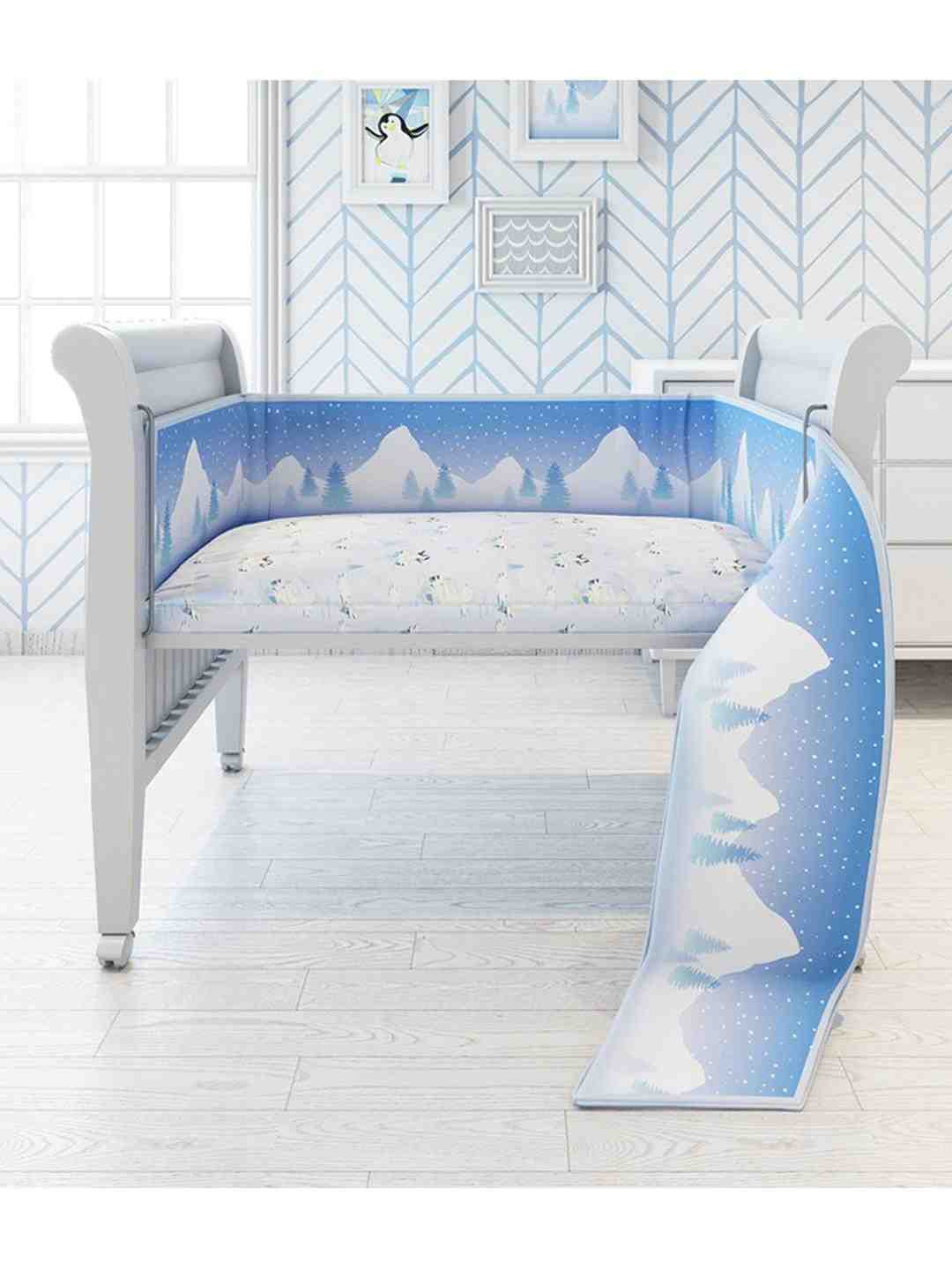 Fancy Fluff Arctic Baby Cot Bedding Set - Blue