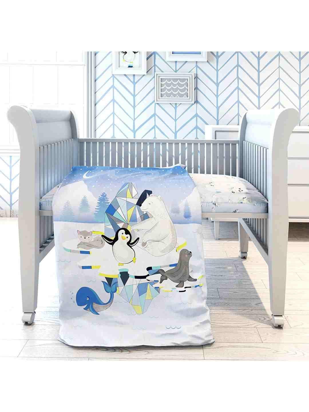 Fancy Fluff Arctic Baby Cot Bedding Set - Blue