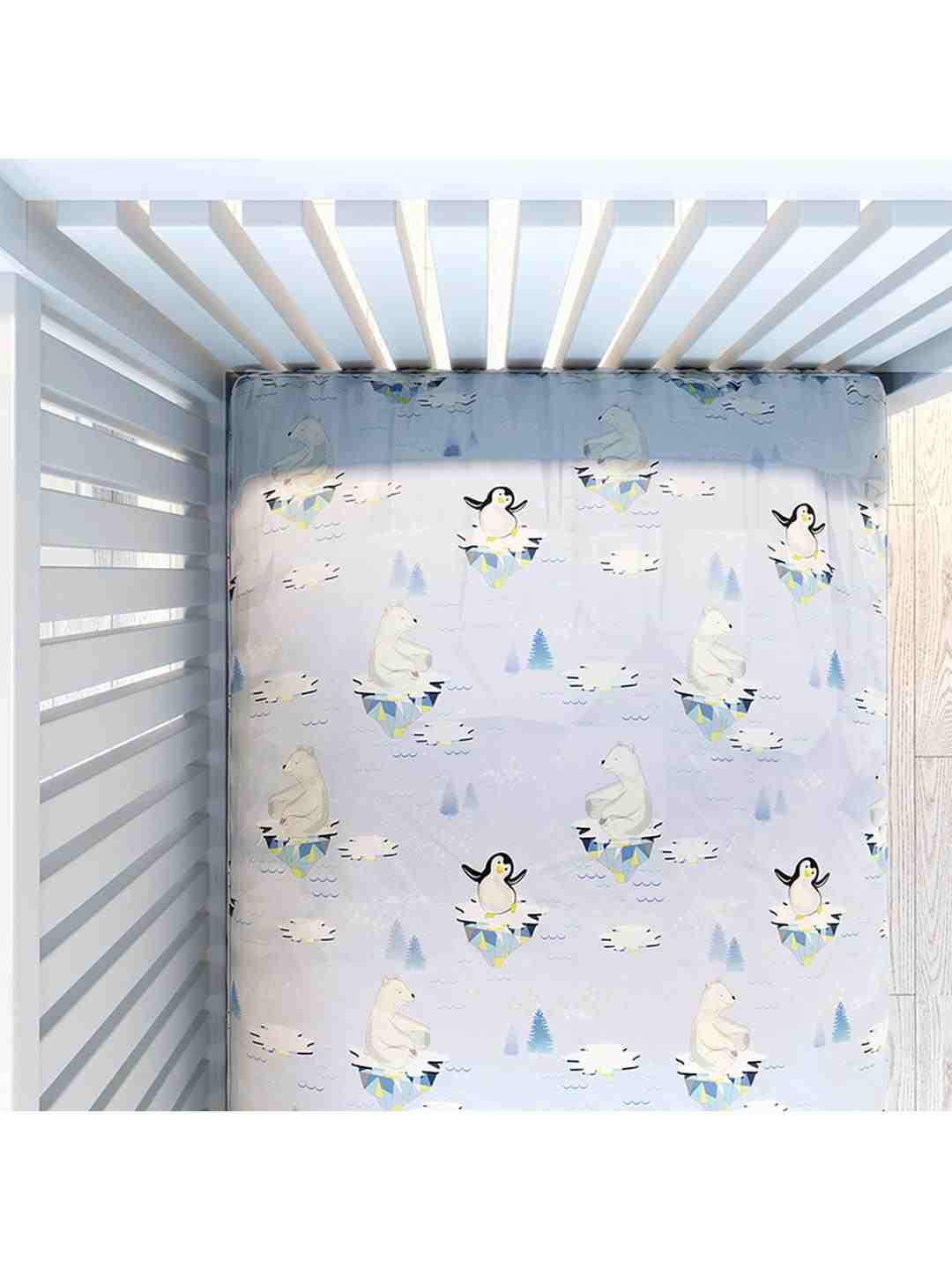 Fancy Fluff Arctic Baby Cot Bedding Set - Blue