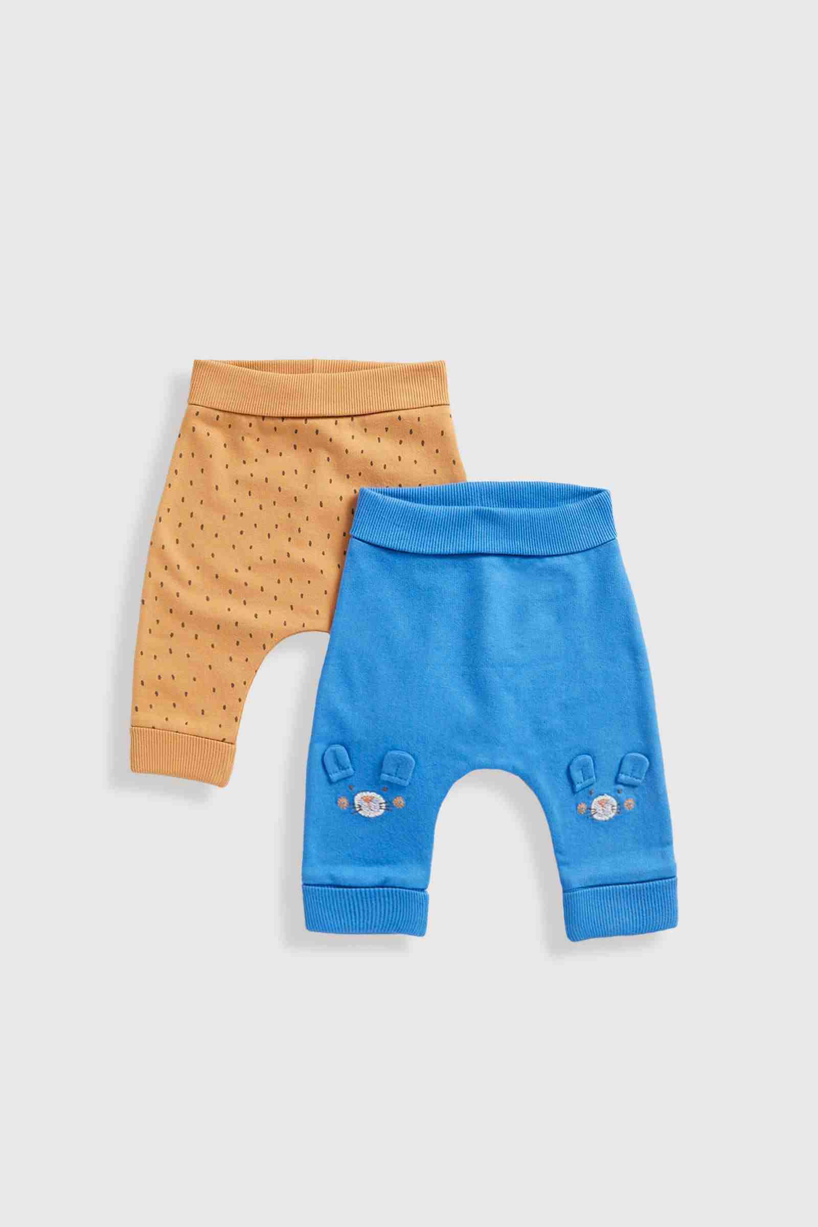 Mothercare Boys Ribbed Turn - Up Cuffs Joggers - Pack of 2 - Blue