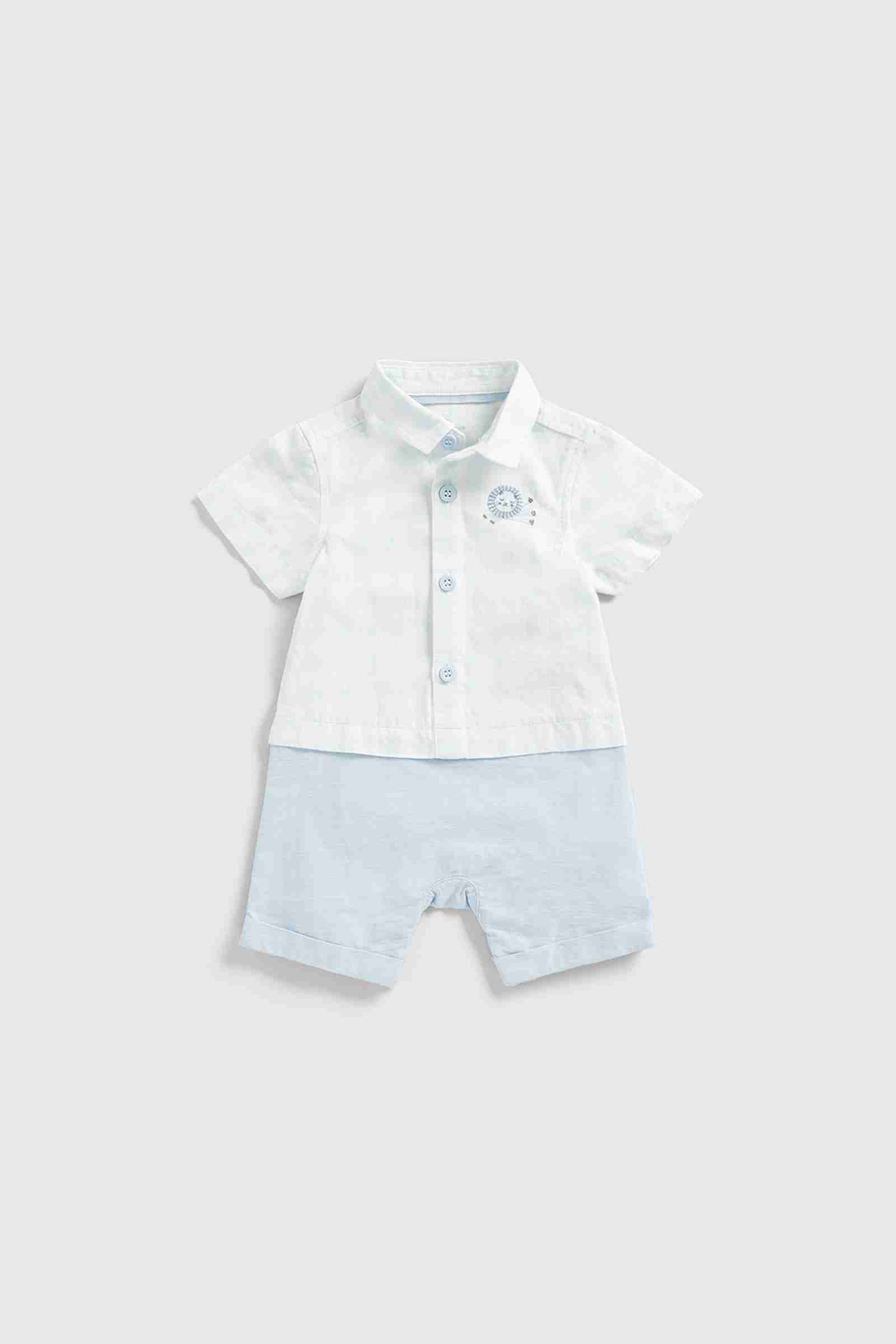 Mothercare Boys Half Sleeves Rompers - Blue