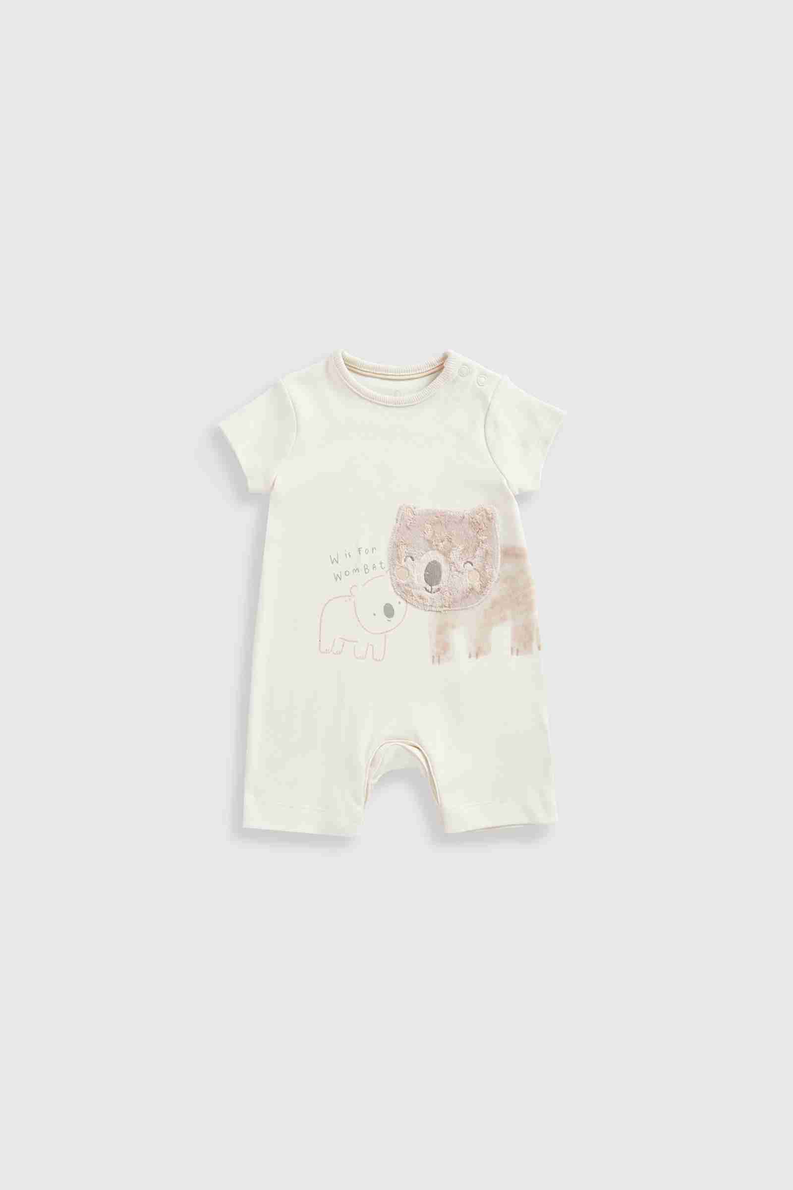 Mothercare Unisex Half Sleeves Rompers - Cream
