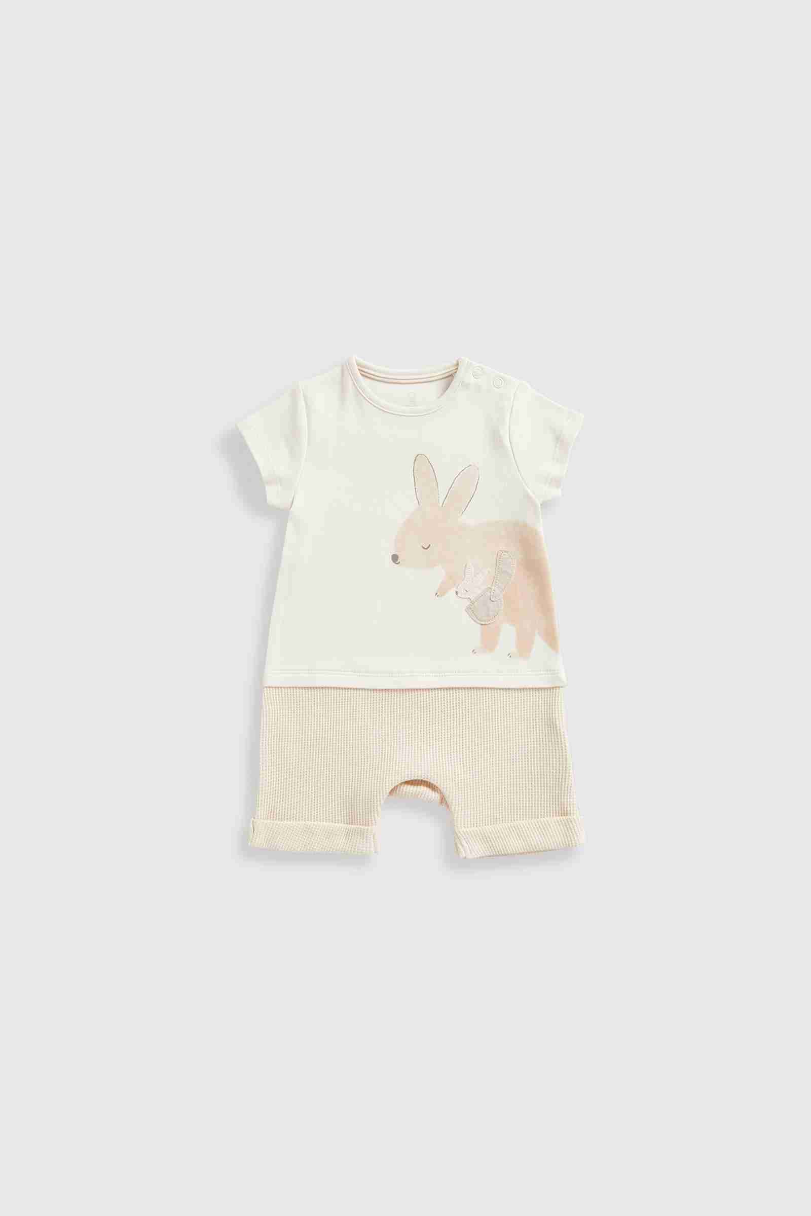 Mothercare Unisex Half Sleeves Rompers - Cream