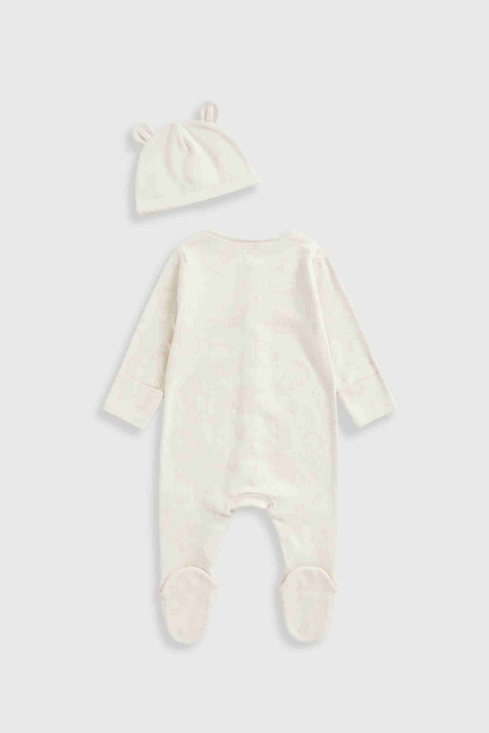 Mothercare Unisex My First Kangaroo and Friends Sleepsuit and Hat 2 - Piece Set - Cream