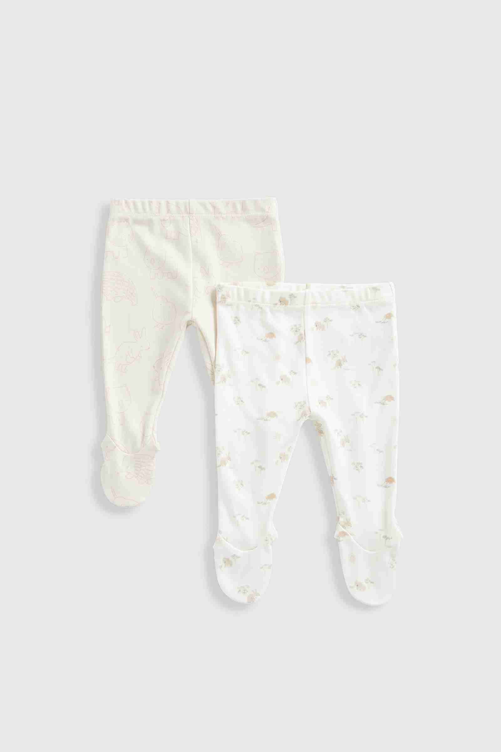 Mothercare Unisex Printed Leggings - Pack of 2 - White