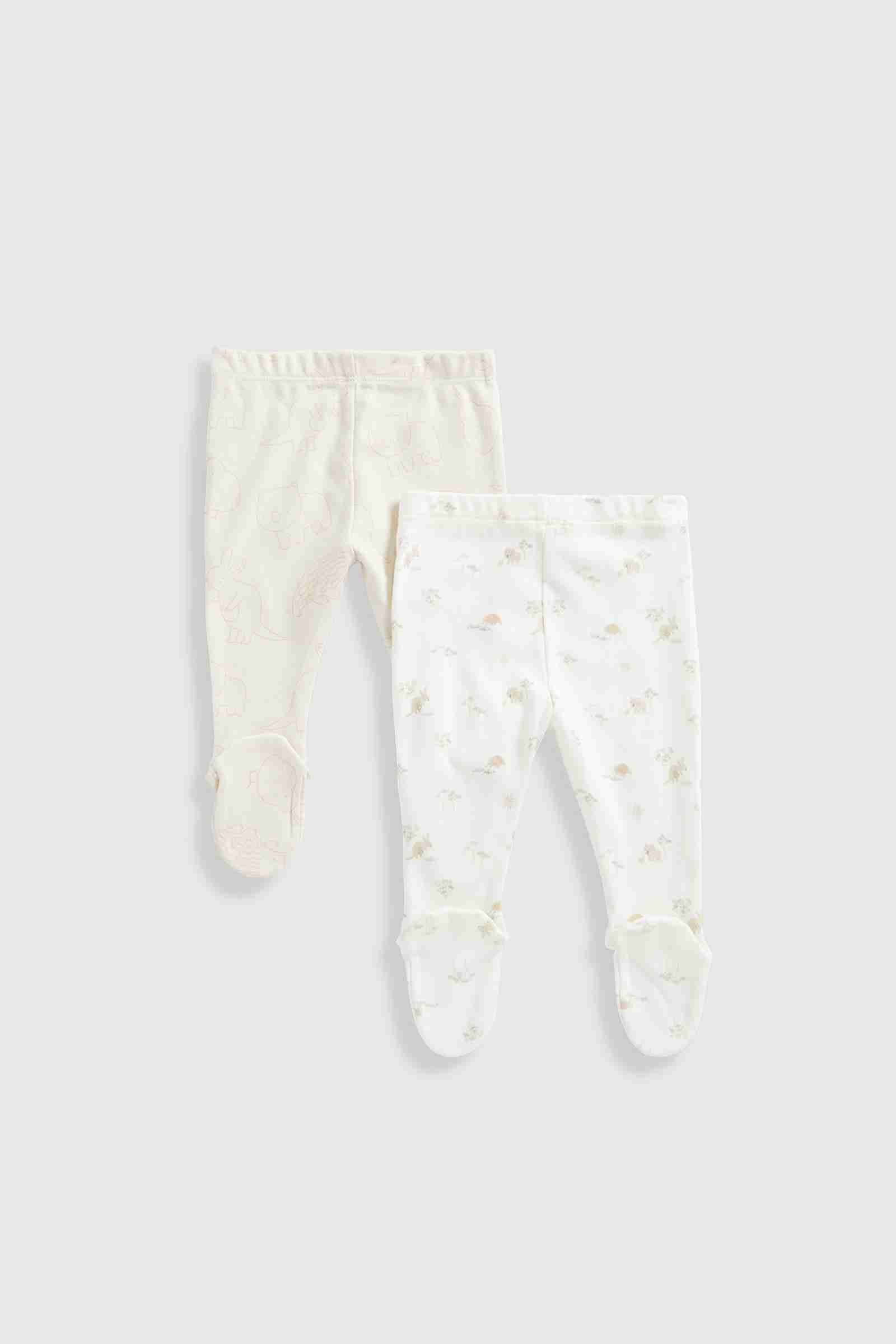 Mothercare Unisex Printed Leggings - Pack of 2 - White