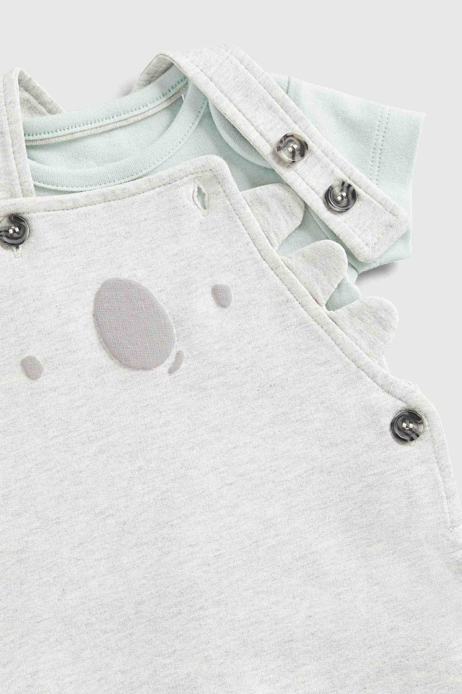 Mothercare Unisex Half Sleeves Dungaree Bodysuit Set - Cream