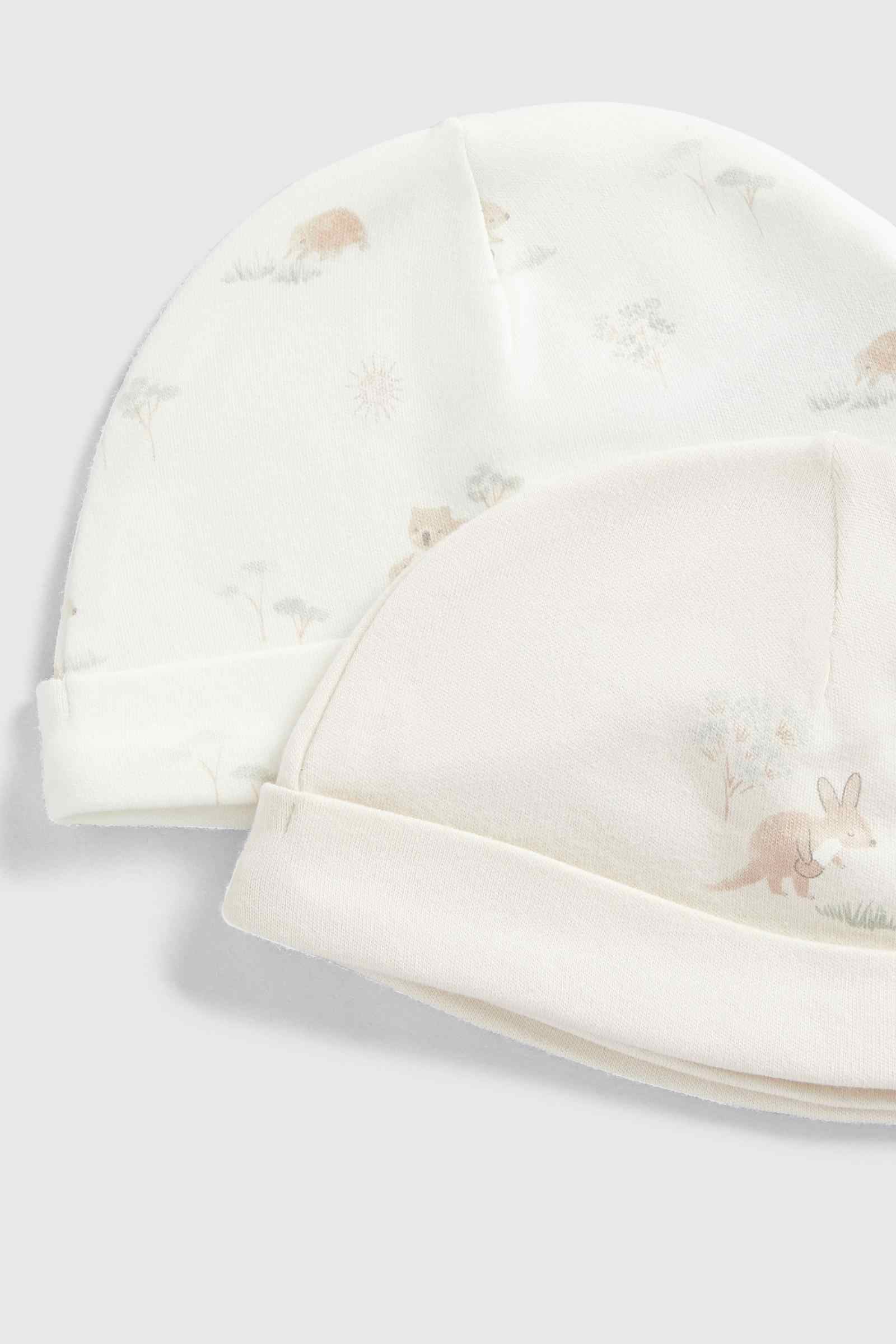 My Unisex My First Kangaroo and Friends Baby Hats - Pack of 2 - White