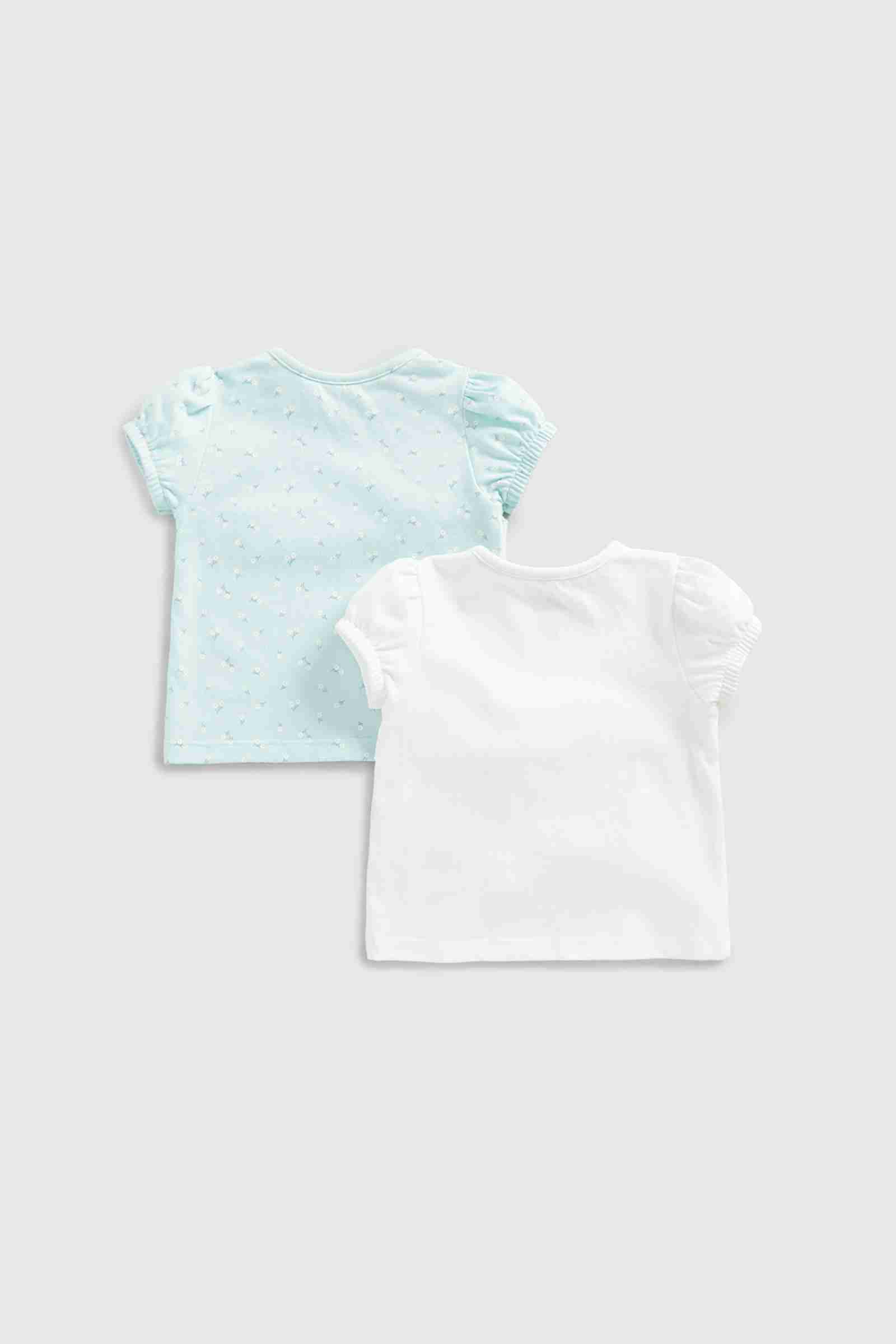 Mothercare Girls 100% Cotton Short Sleeves T-Shirts - Pack of 2 - Blue