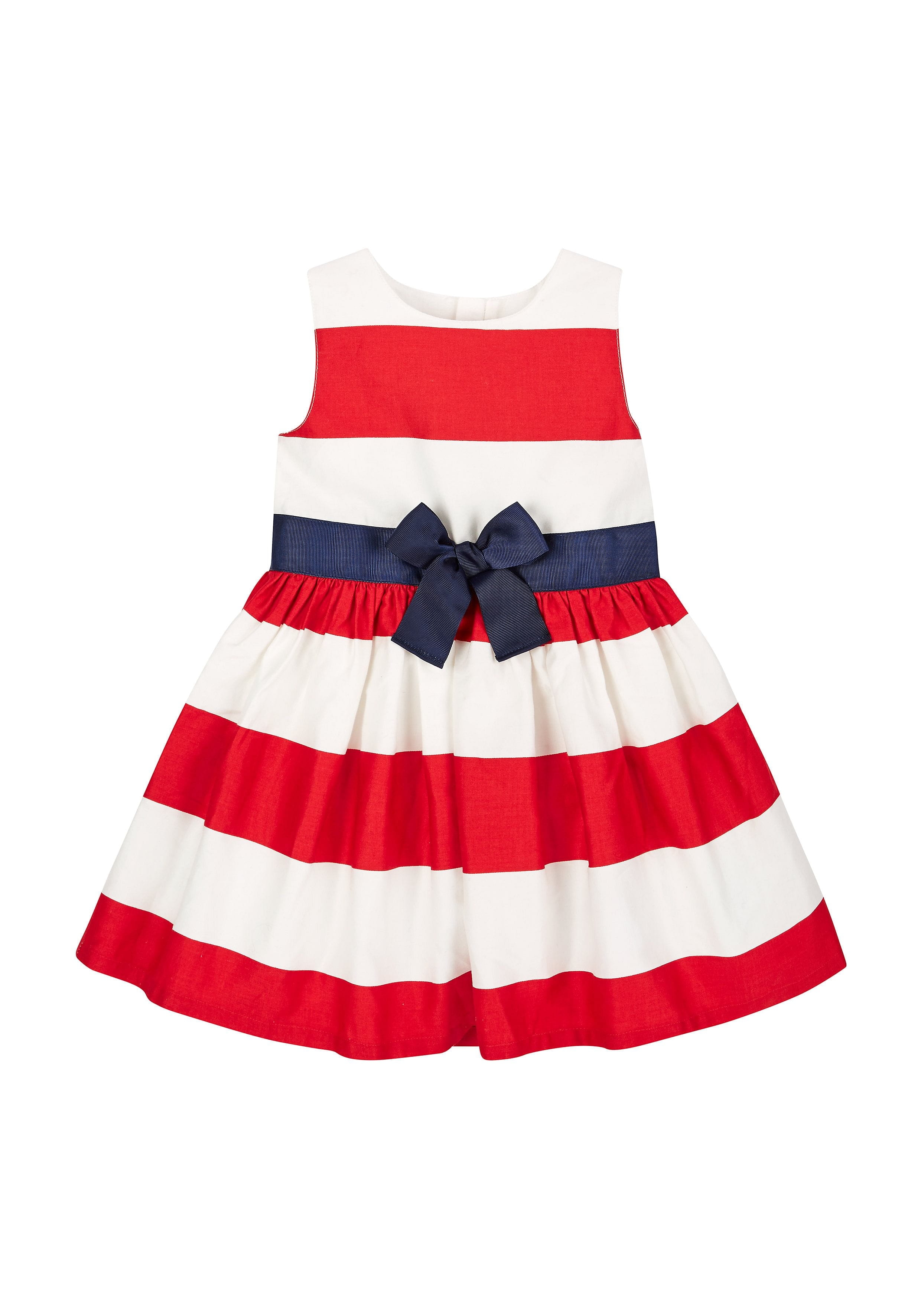 Mothercare | Girls Red And White Stripe Dress 0