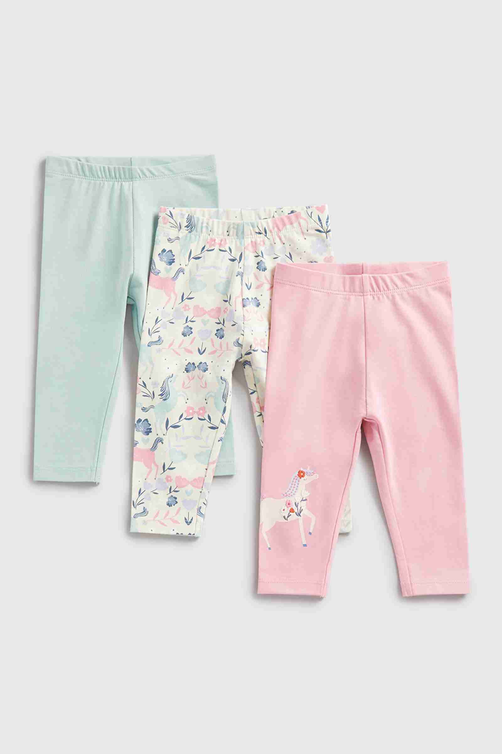 Mothercare Girls Solid Leggings - Pack of 3 - Pink